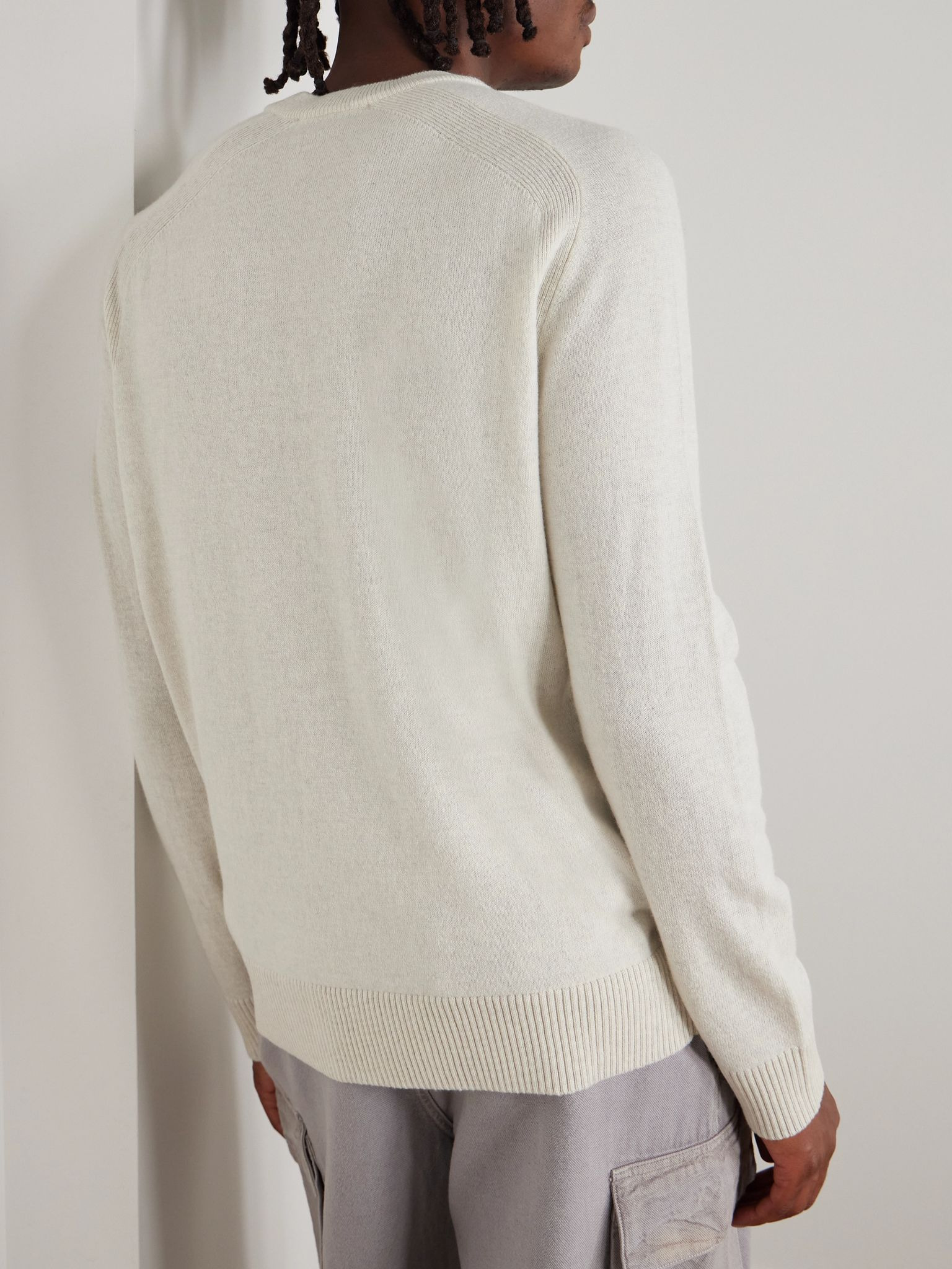 Logo-Appliquéd Virgin Wool Sweater Beige - 3