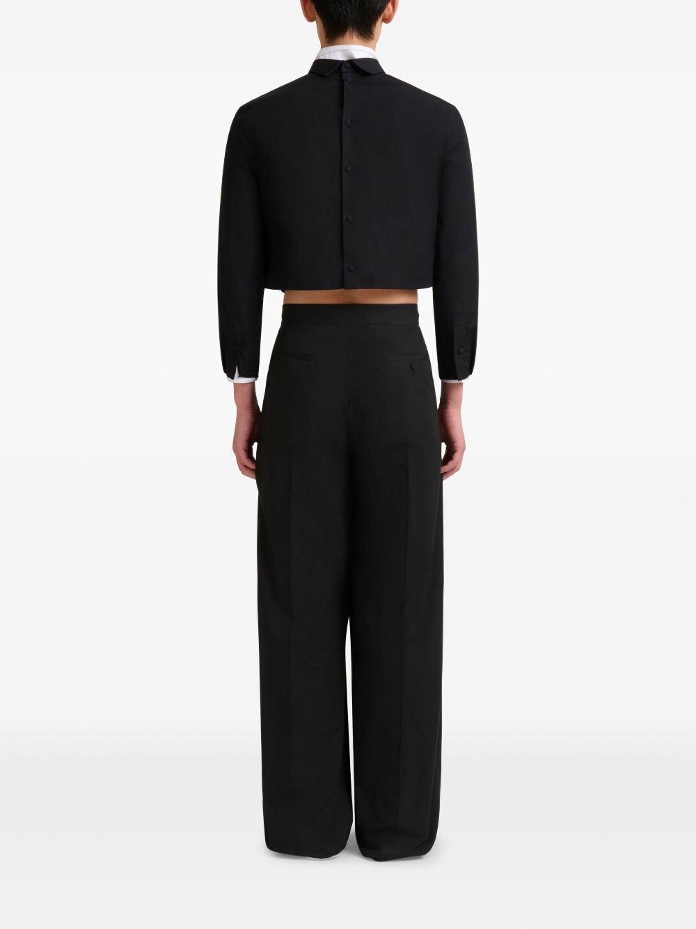 cotton wide-leg trousers - 4