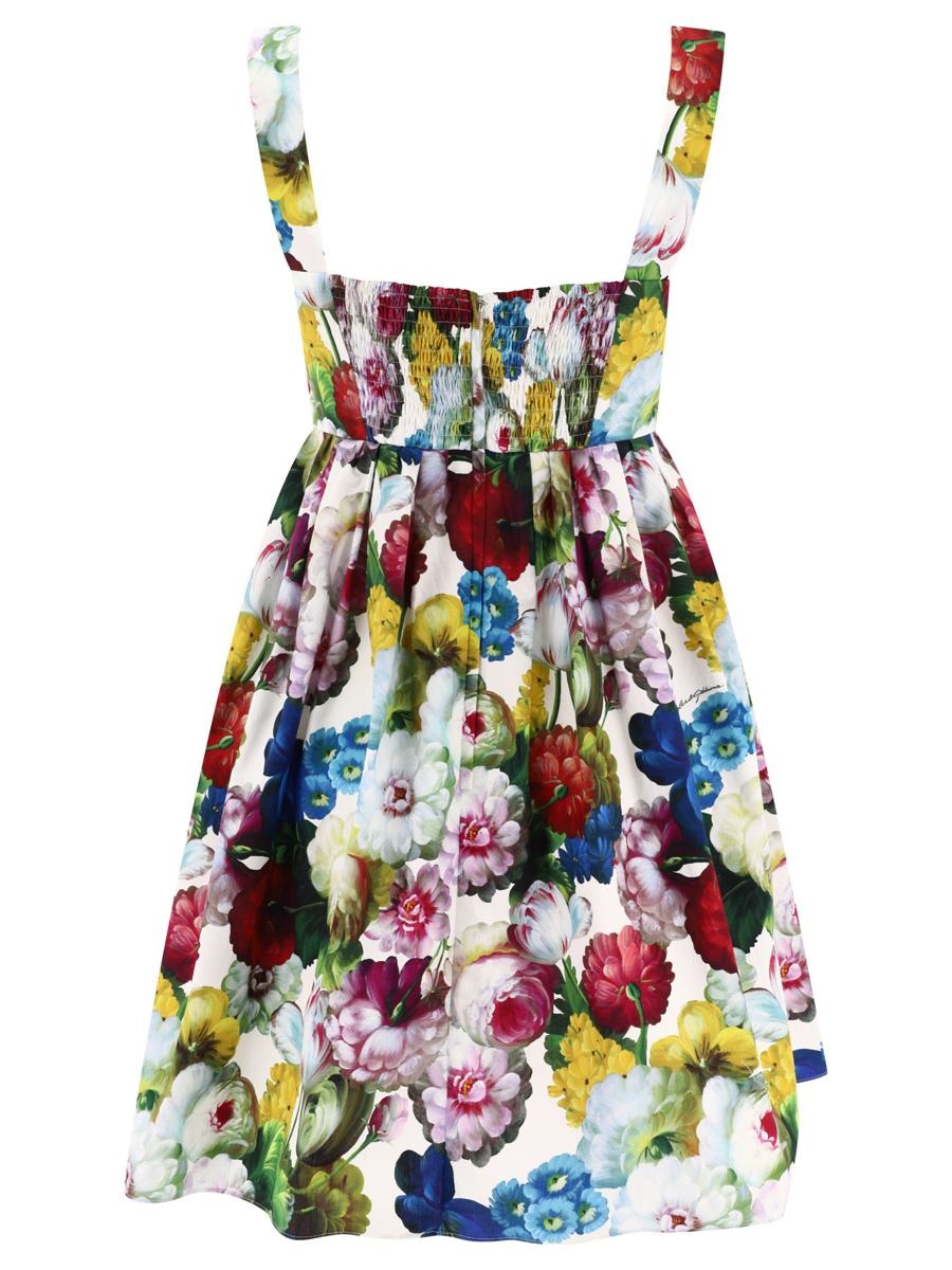 DOLCE & GABBANA SHORT COTTON CORSET DRESS WITH NOCTURNAL FLOWER PRINT - 2