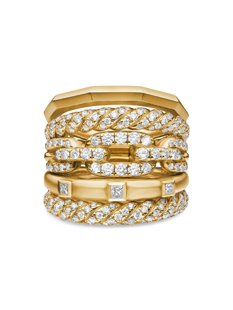 Women's Stax Five Row Ring in 18K Yellow Gold - Diamond 4