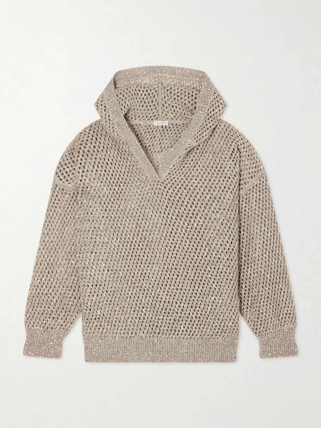 Sequined Crocheted Cotton Hoodie - 1