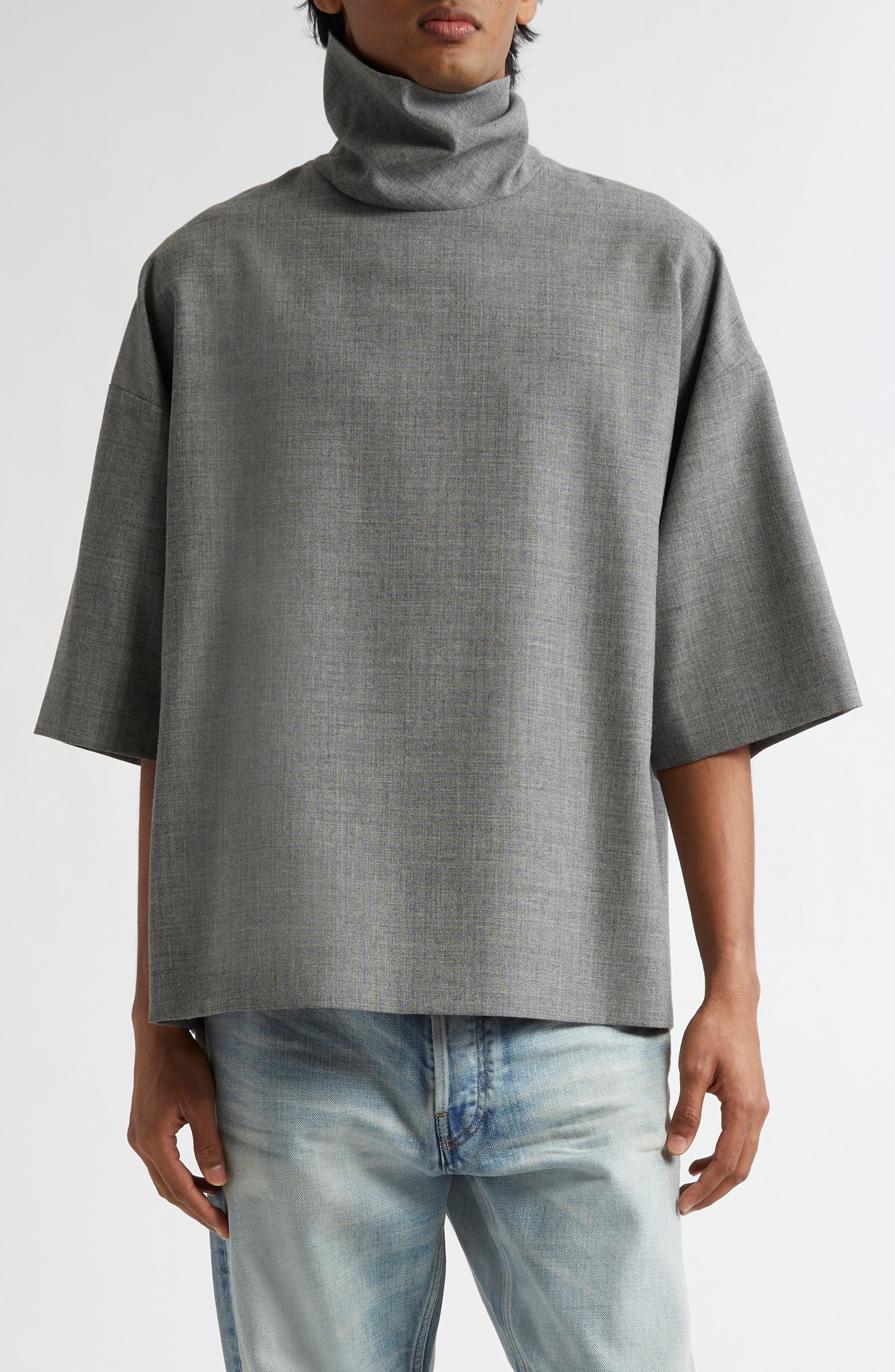 Fear of God Stand Collar Wool Canvas Shirt in Titanium at Nordstrom - 1