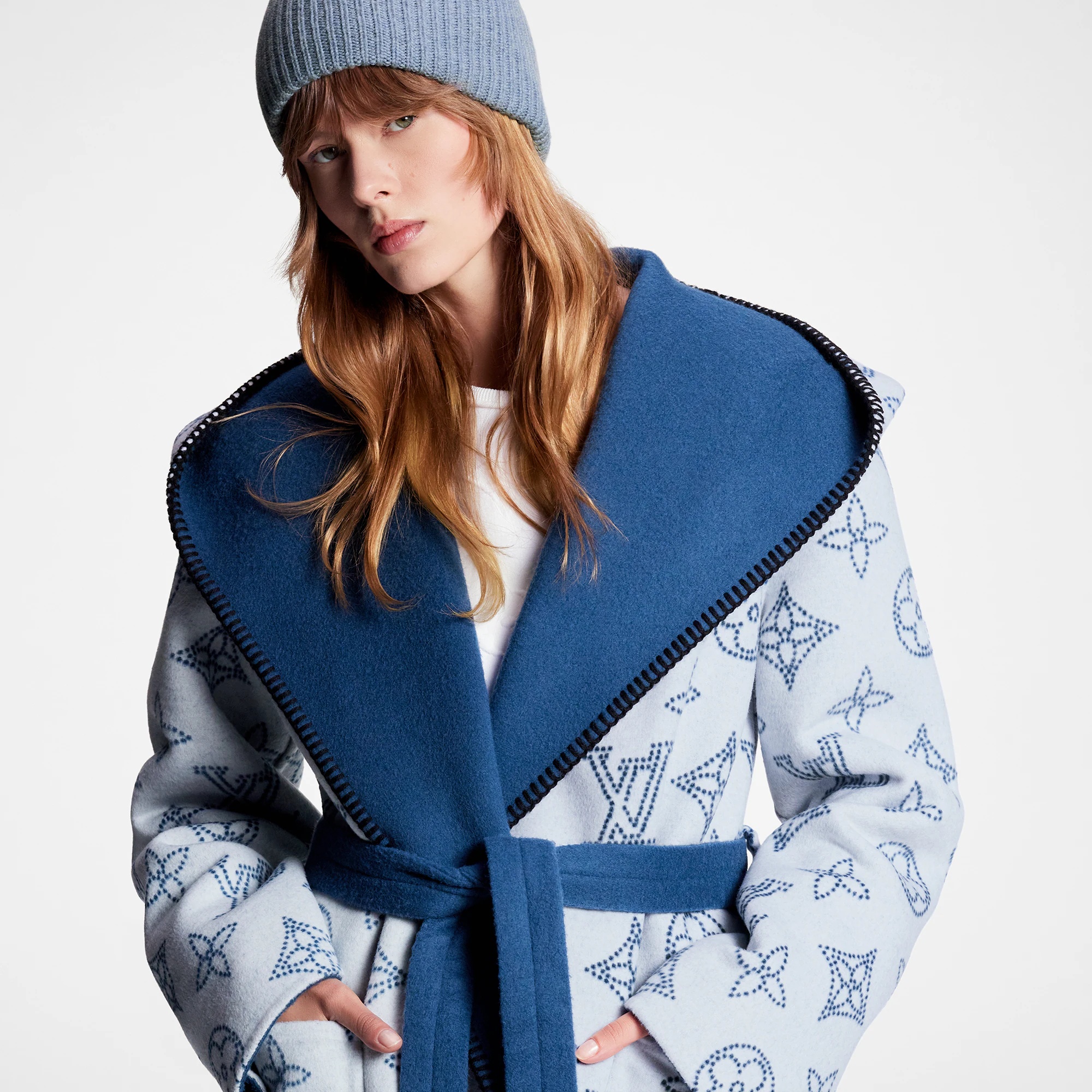 Reversible Signature Short Hooded Wrap Coat - 2