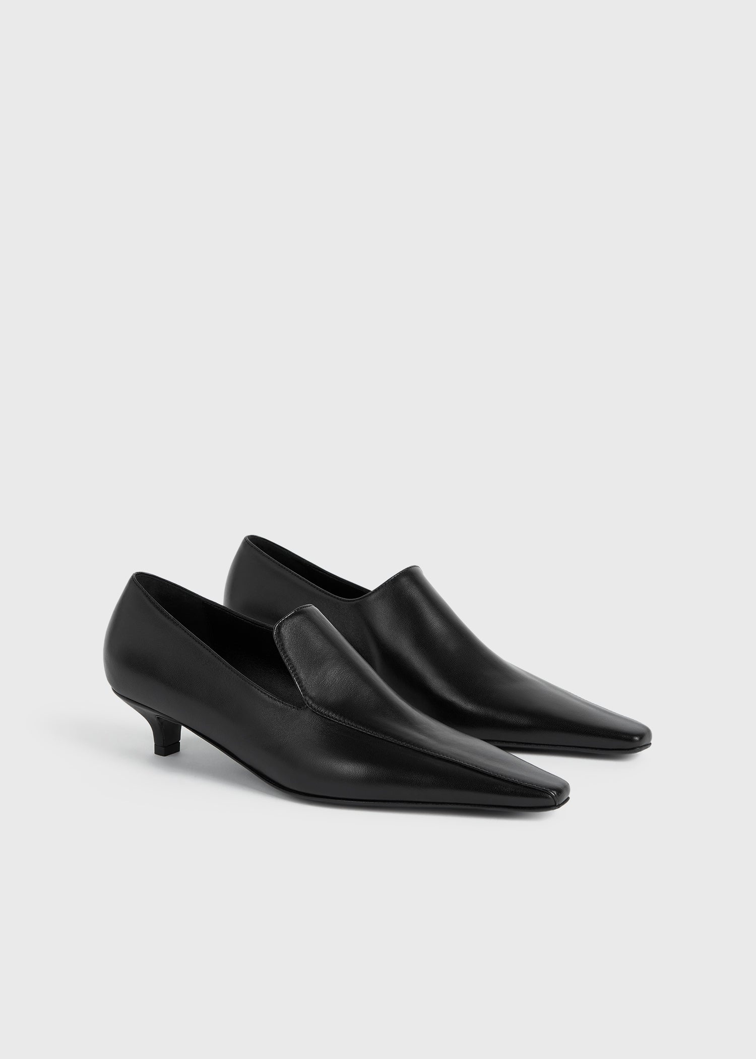 Leather kitten loafers black - 4