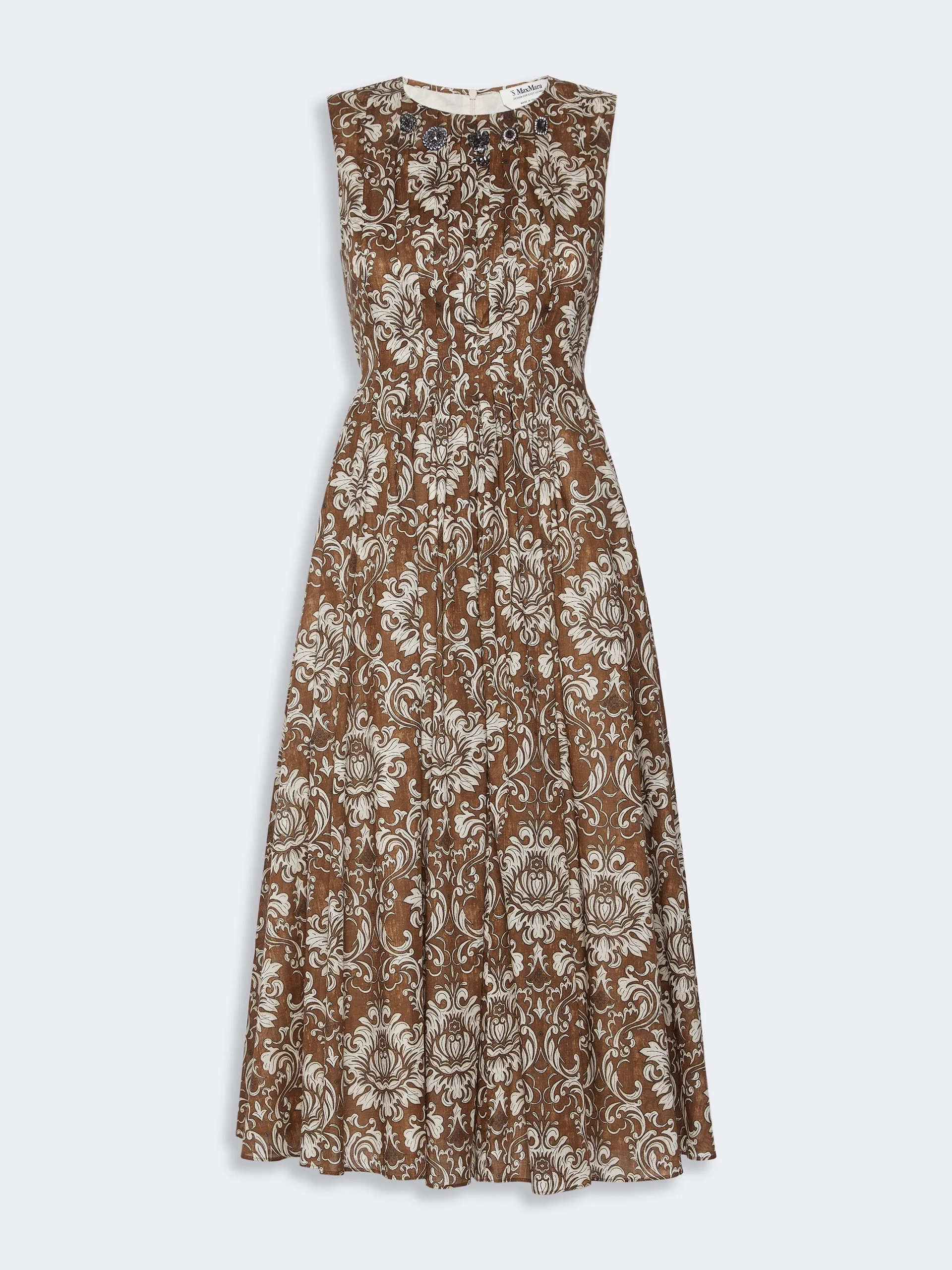 AGILE Printed cotton voile midi dress - BROWN GOLD - 1