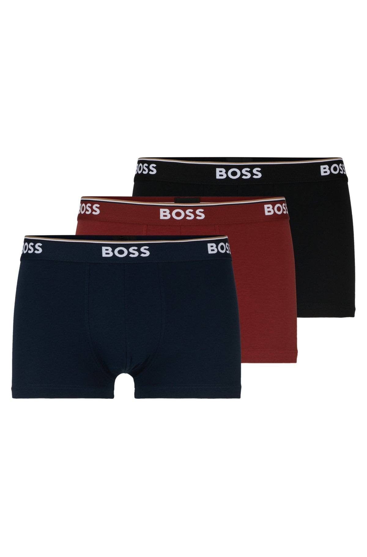 THREE-PACK OF STRETCH-COTTON TRUNKS WITH LOGO WAISTBANDS - 1