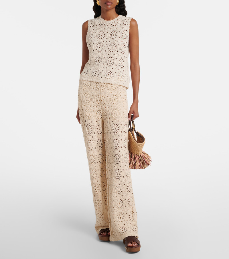 FRAME The Crochet cotton wide-leg pants outlook