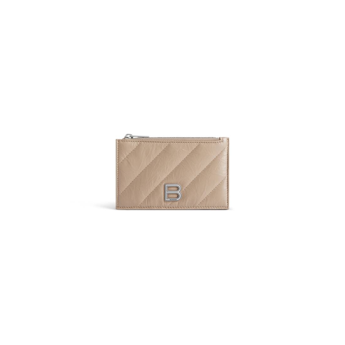 Women's Crush Long Coin And Card Holder Quilted in Beige - 1
