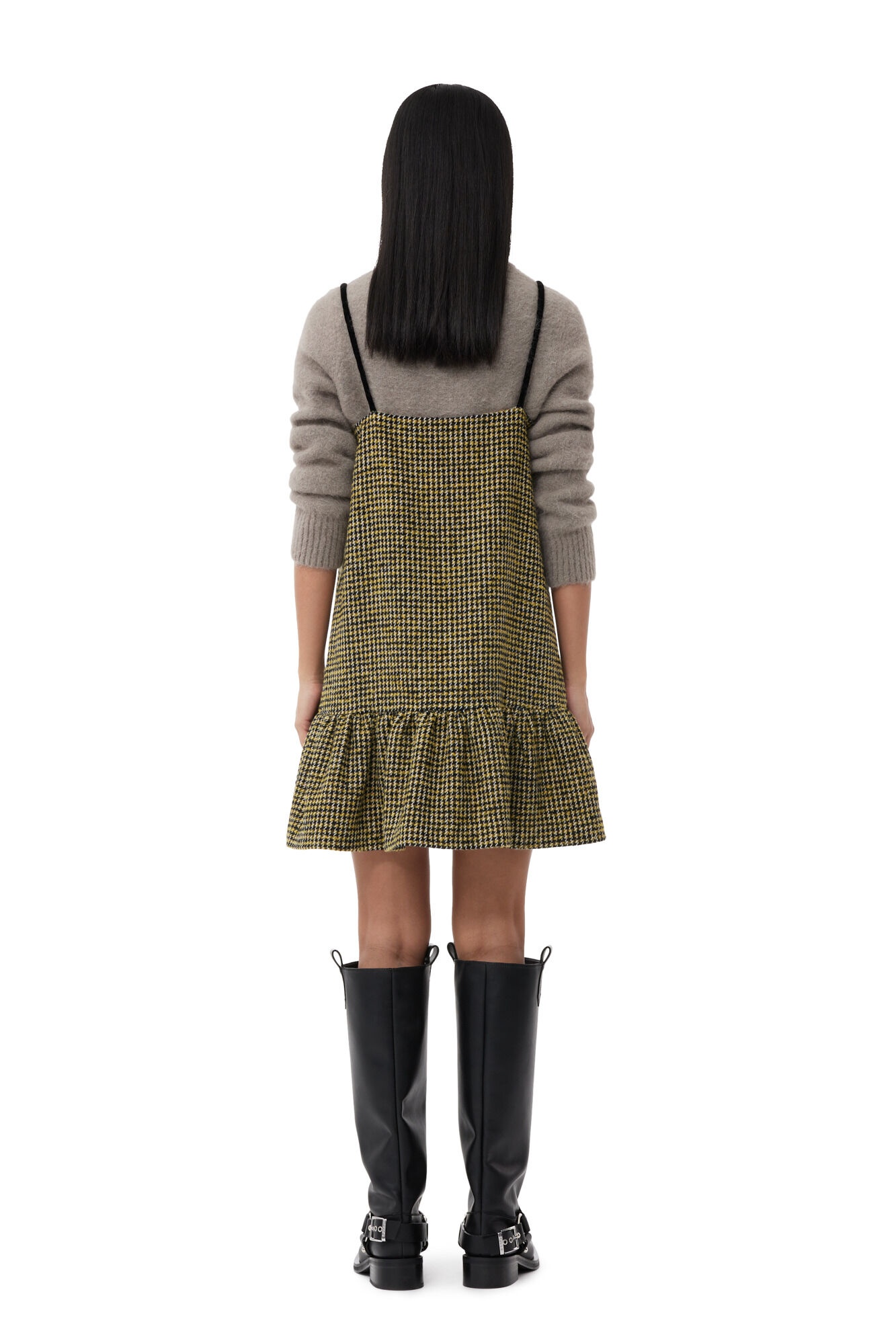 CHECKERED WOOLLEN MINI DRESS - 3