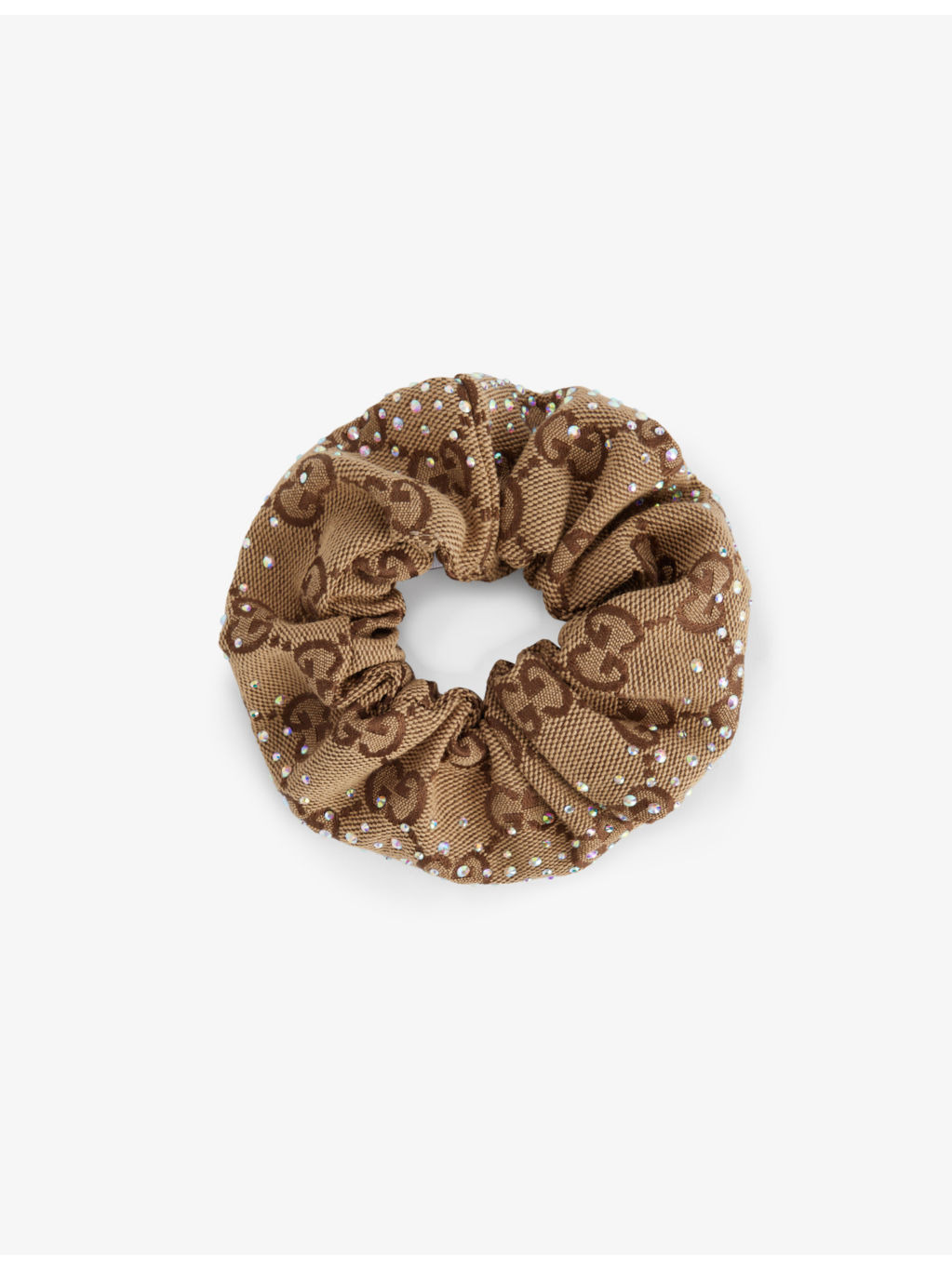 GG-Monogram Crystal-Embellished Canvas Hair Scrunchie - 1