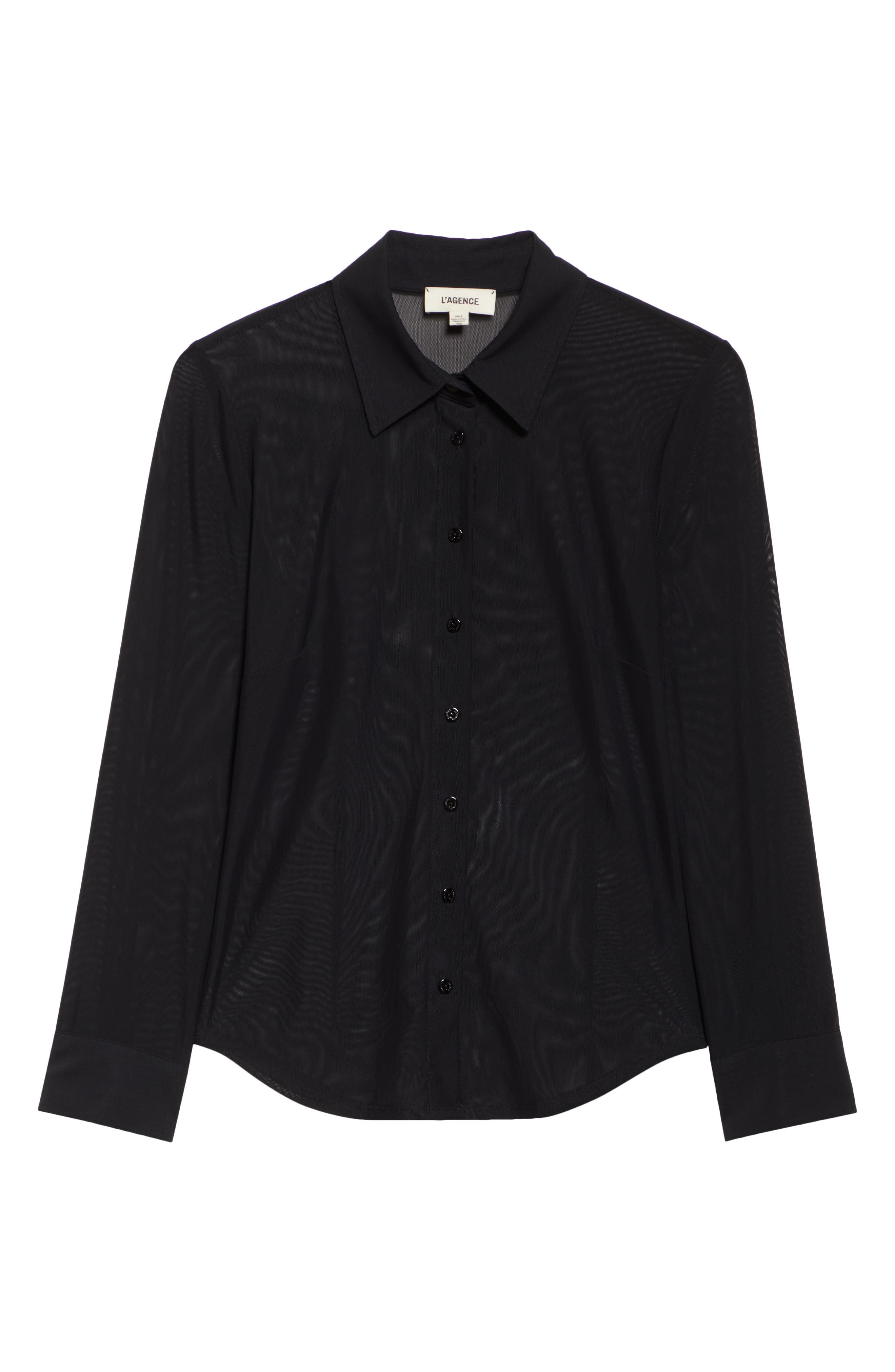 L'AGENCE Indiana Fitted Shirt in Black at Nordstrom - 5
