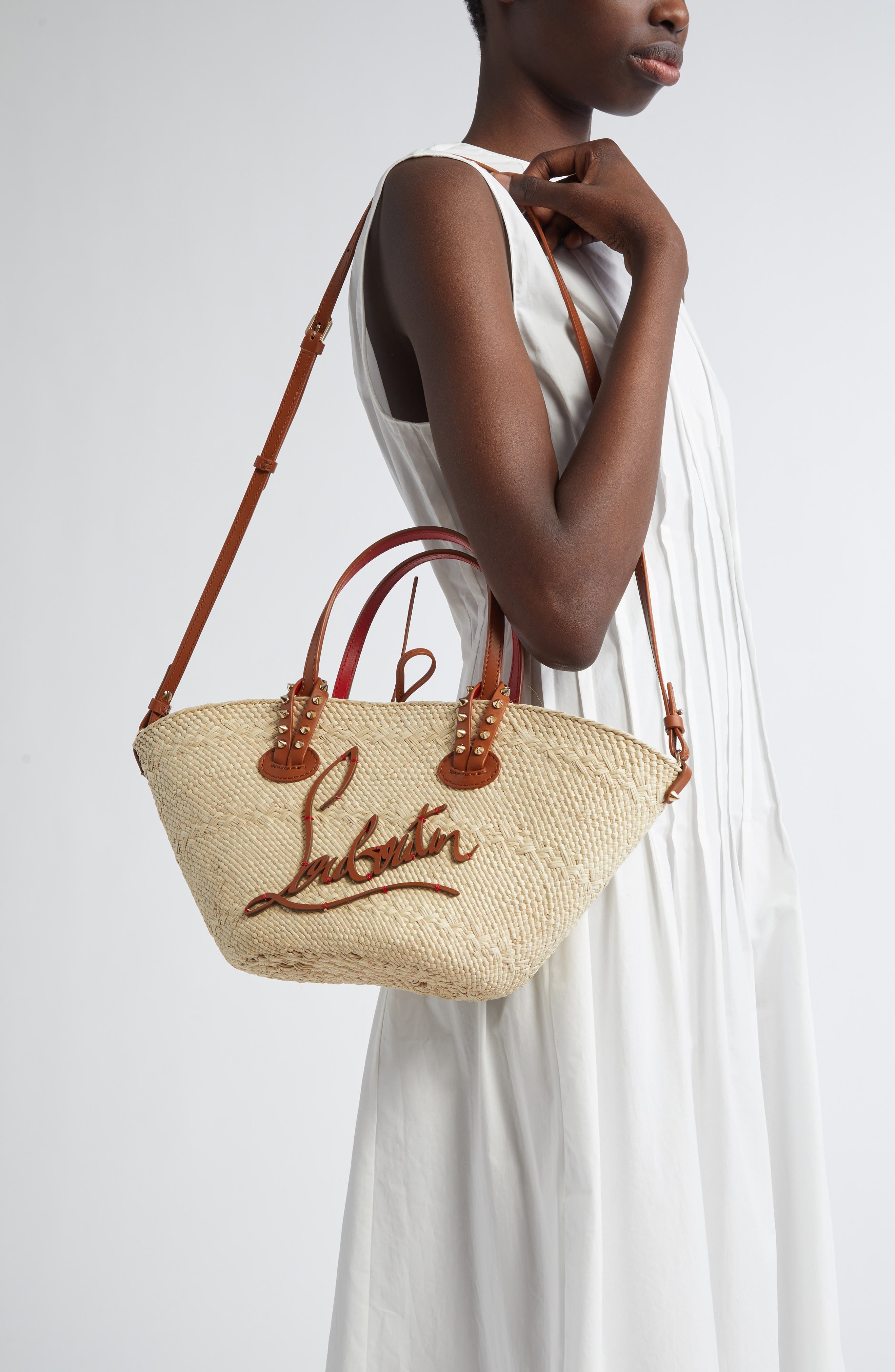 Christian Louboutin Mini Cabata Raffia Basket Tote in Natural/Cuoio at Nordstrom - 2
