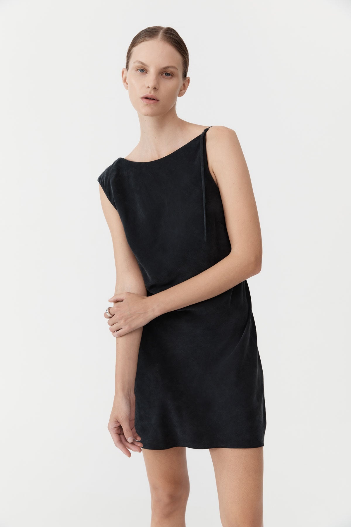 Sophia Drape Mini Dress - Washed Black - 2