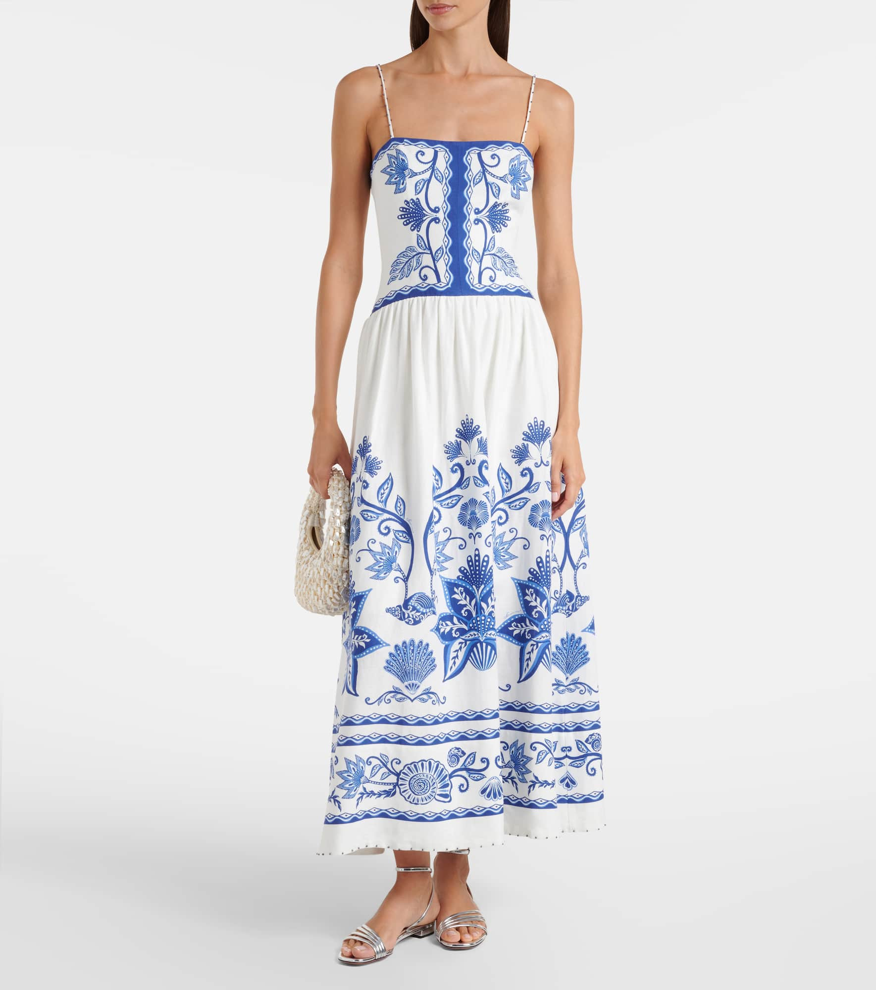 Printed linen-blend maxi dress - 2