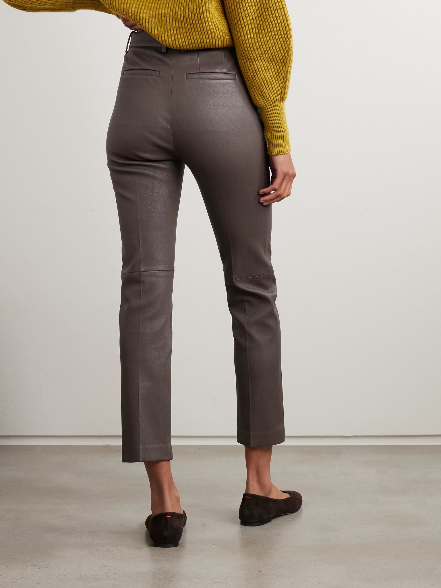 Coleman leather slim-fit pants Mushroom - 3