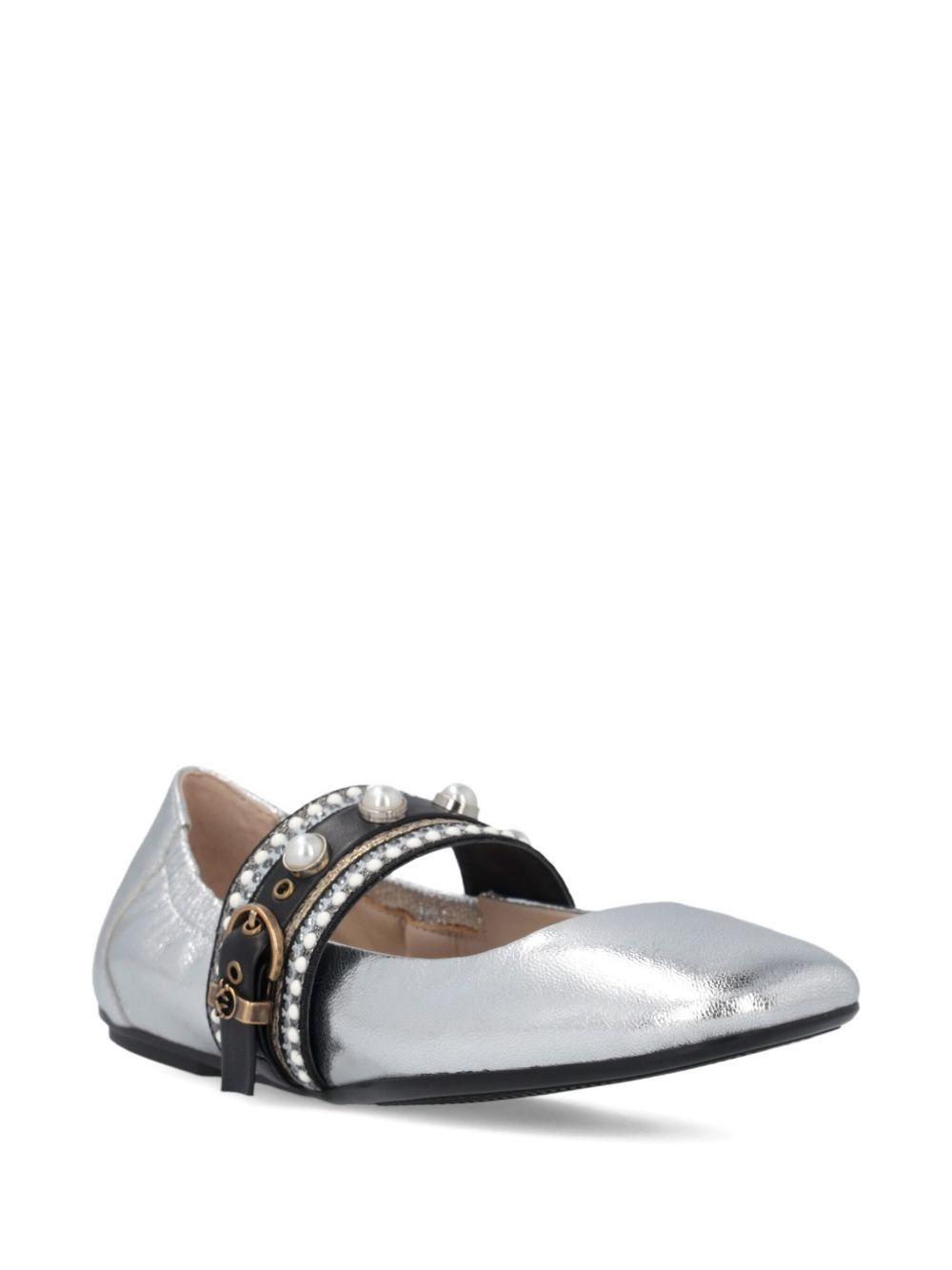 pearl-embellished buckle ballet flats - 2