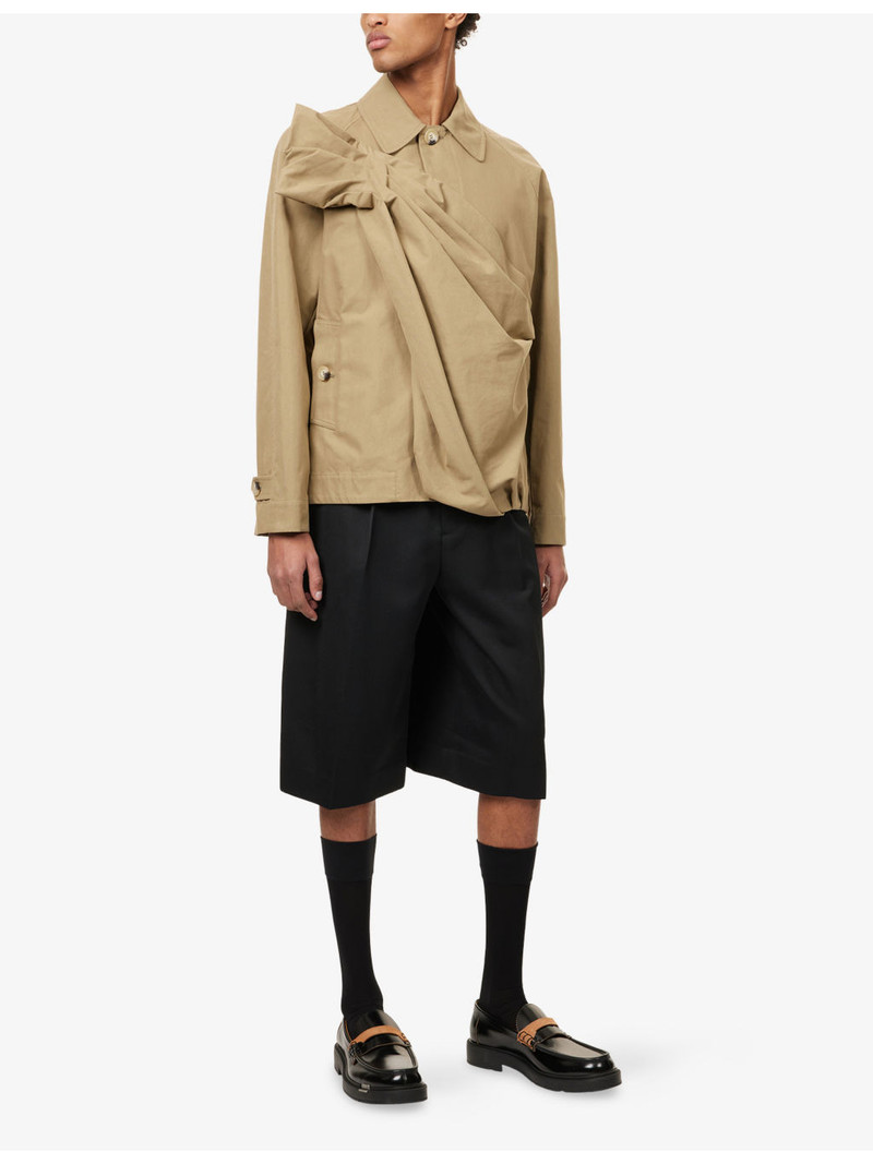 Simone Rocha Gathered Flower Sash Asymmetric Cotton-Blend Jacket outlook