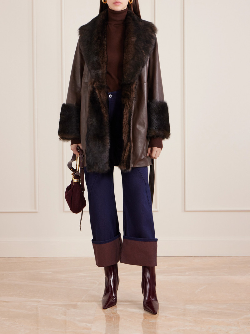 NOUR HAMMOUR Carmen Belted Shearling Jacket outlook