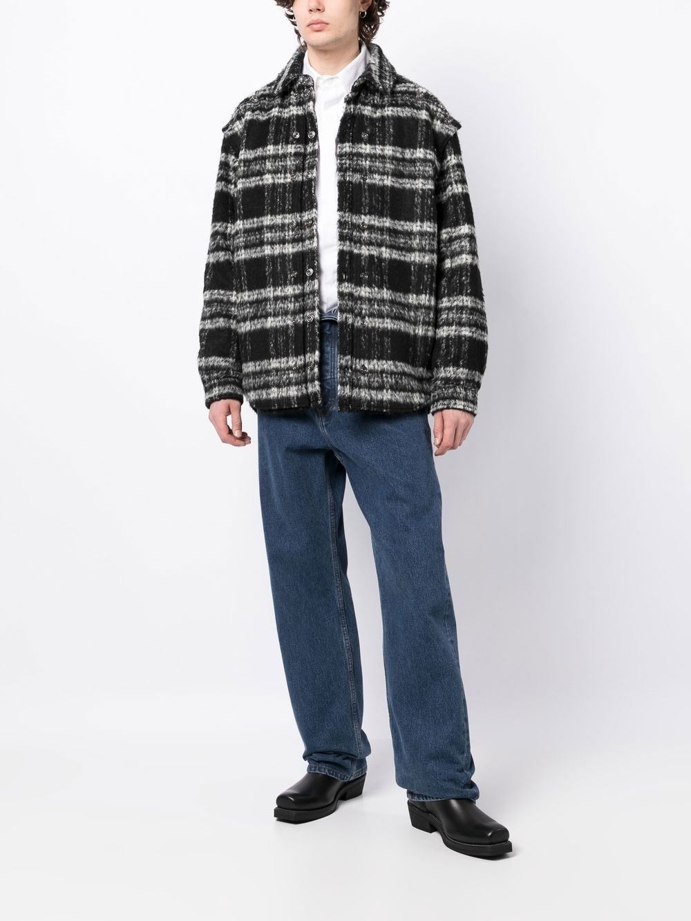 textured stripe-pattern shirt jacket - 2