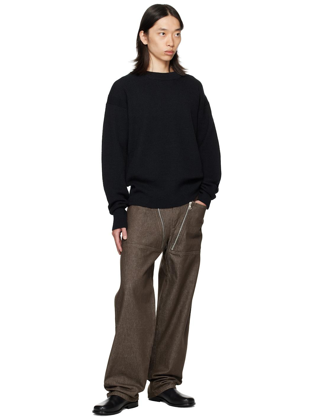 Brown Paneled Jeans - 4