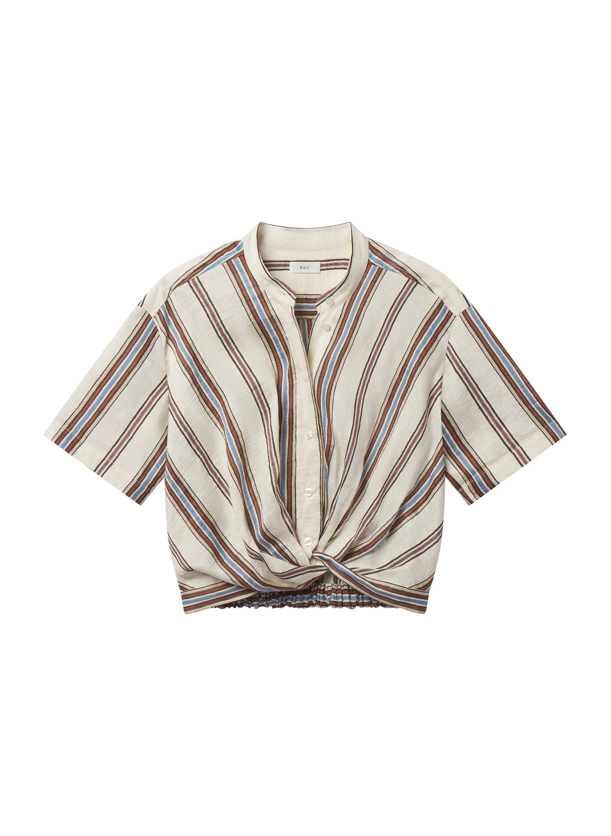 Leonore Short Sleeve Striped Linen Shirt - 1