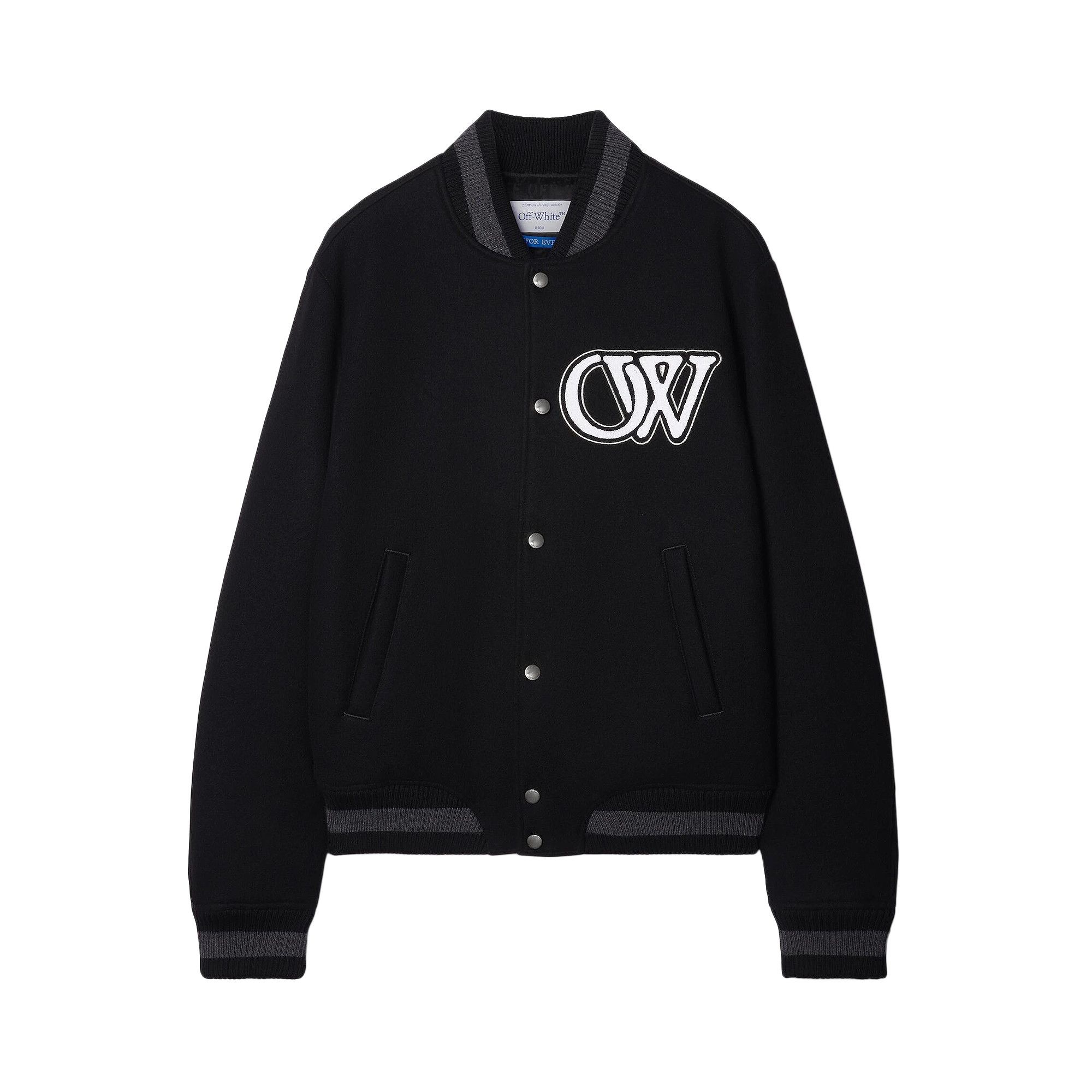 Off-White Varsity Bomber Jacket 'Black/White' - 1