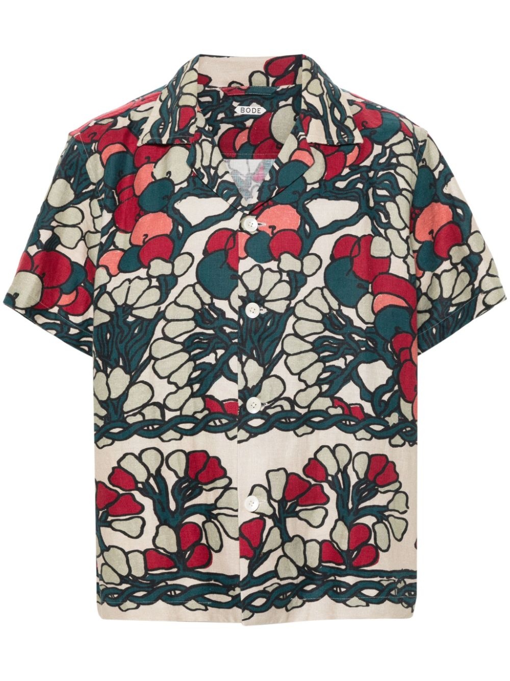 abstract-pattern linen shirt - 1