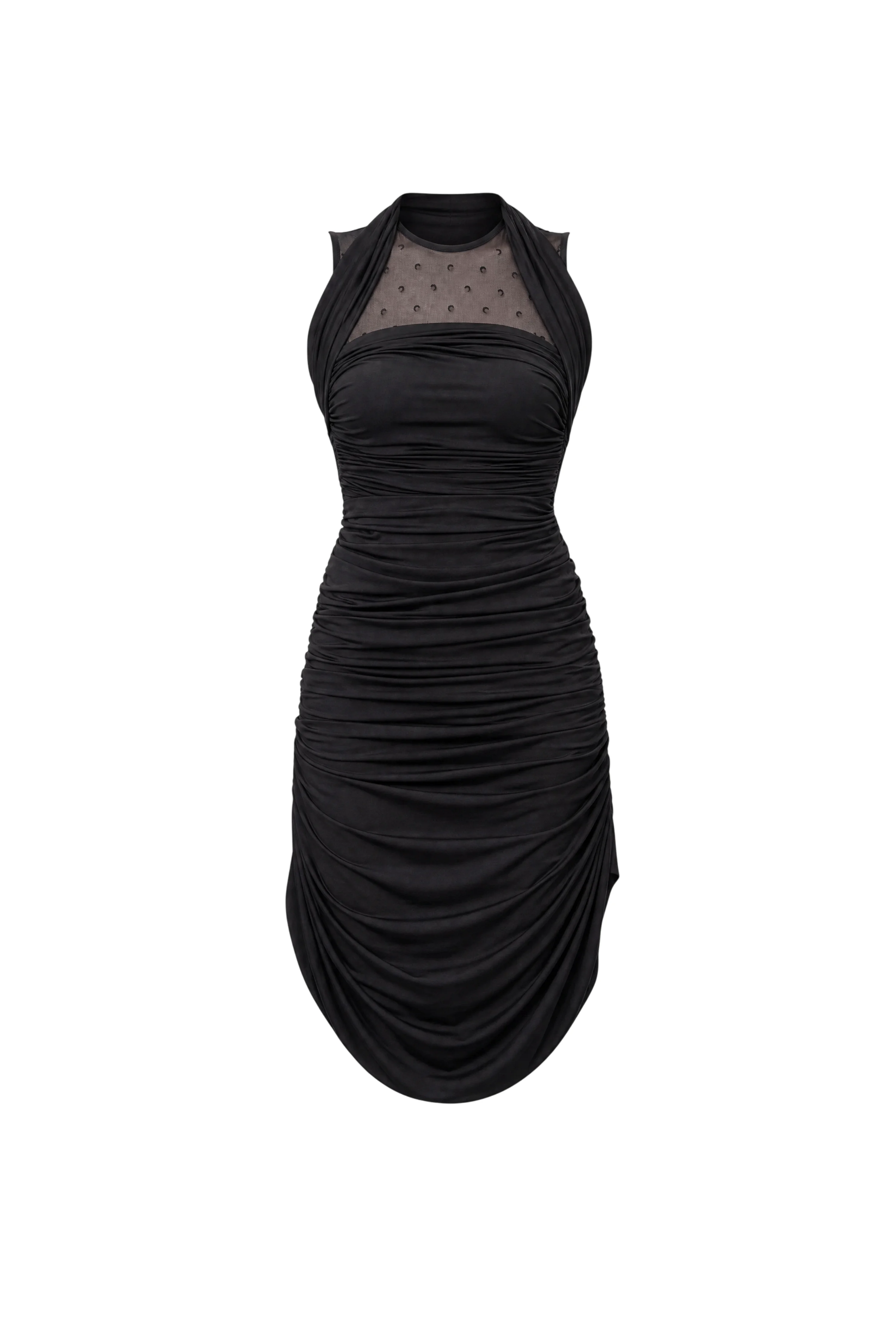 Asymetrical crepe jersey & plumetis midi dress - 1