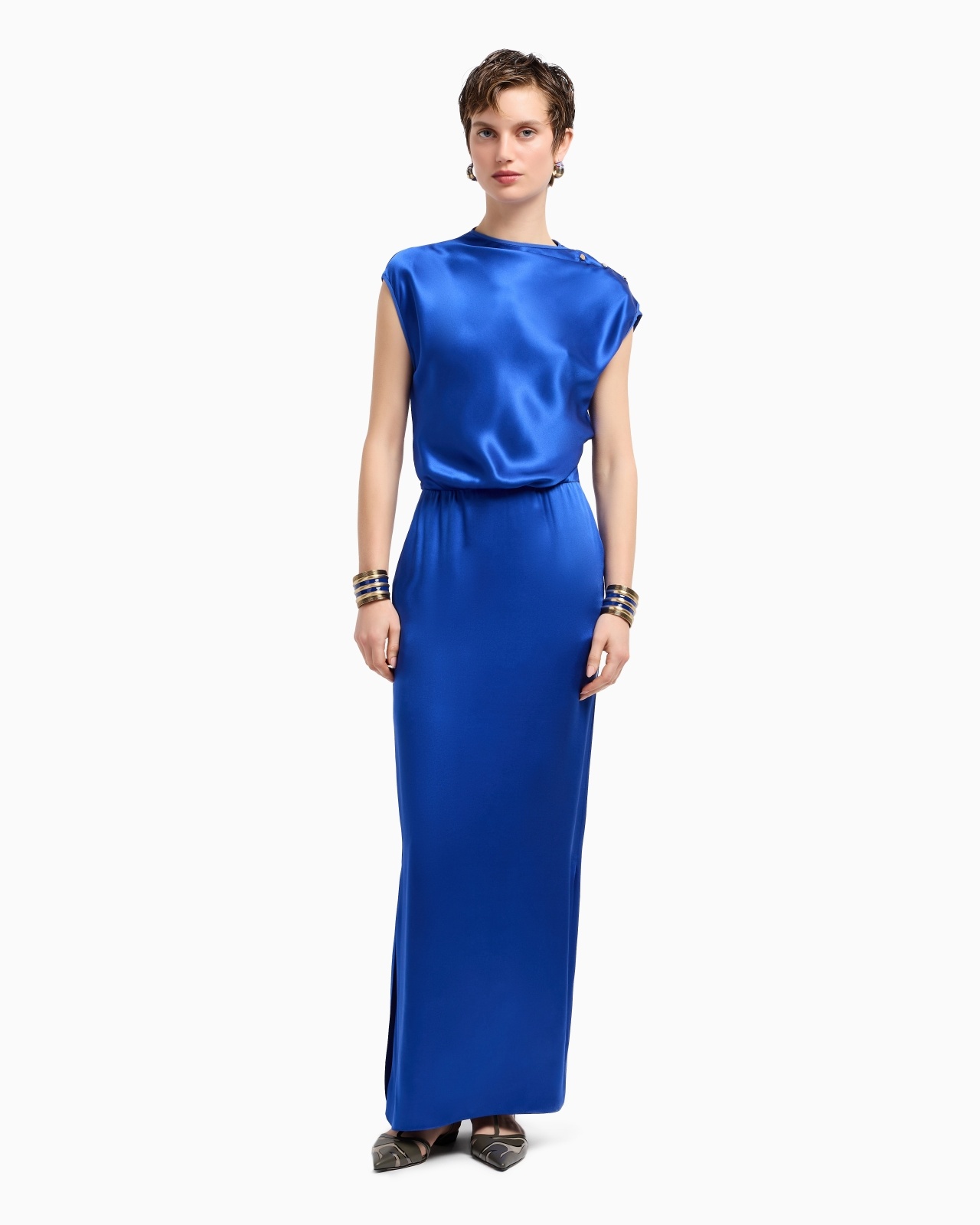 DOUBLE-FACED SILK-SATIN LONG DRESS - 3