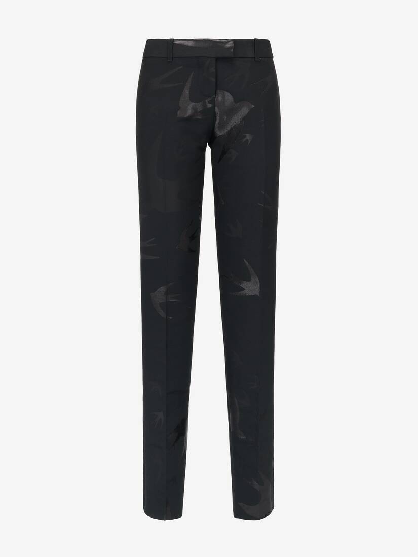 Women's Low-waisted Cigarette Trousers in Black - 1