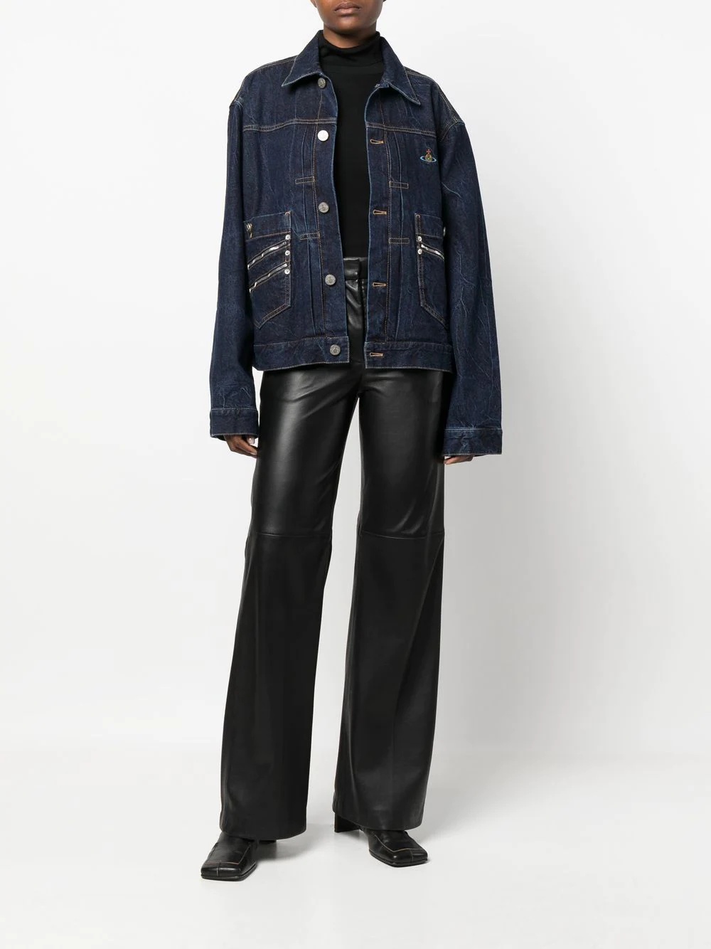 Orb-embroidered denim jacket - 3