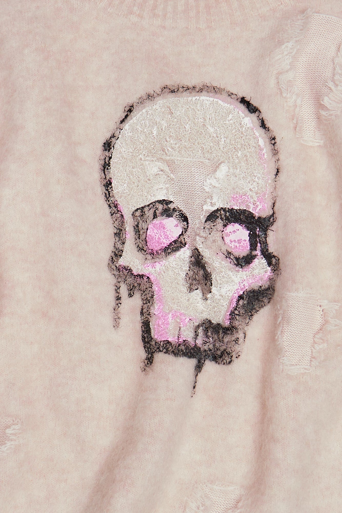 DECONSTRUCTED SKULL SWEATER - LIGHT PINK - 2