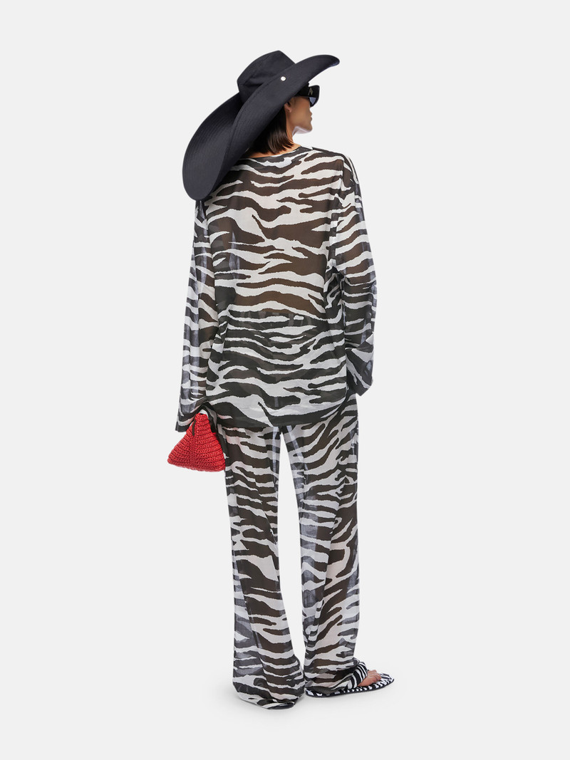 Zebra 인쇄 muslin 셔츠 3