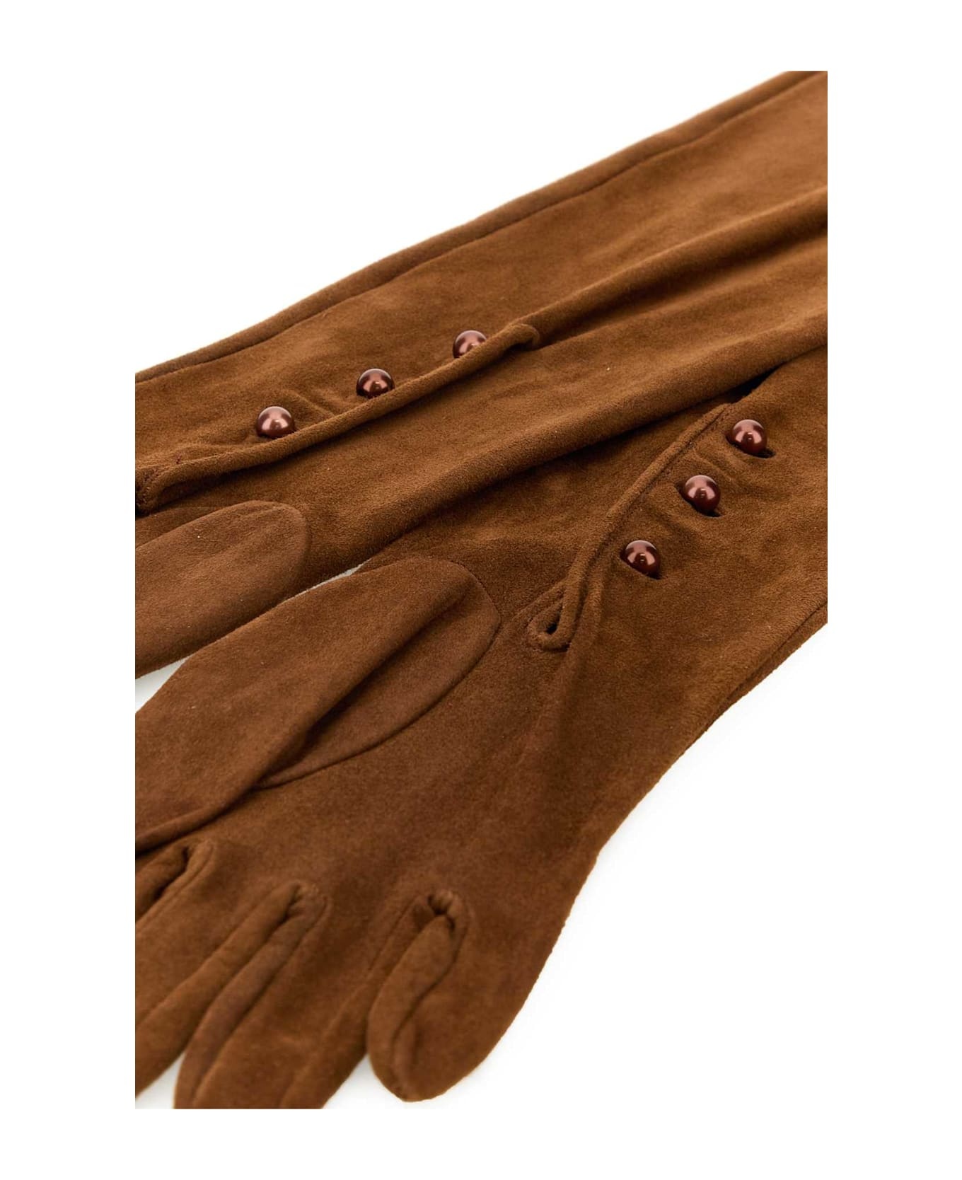 Caramel Suede Long Gloves - 2