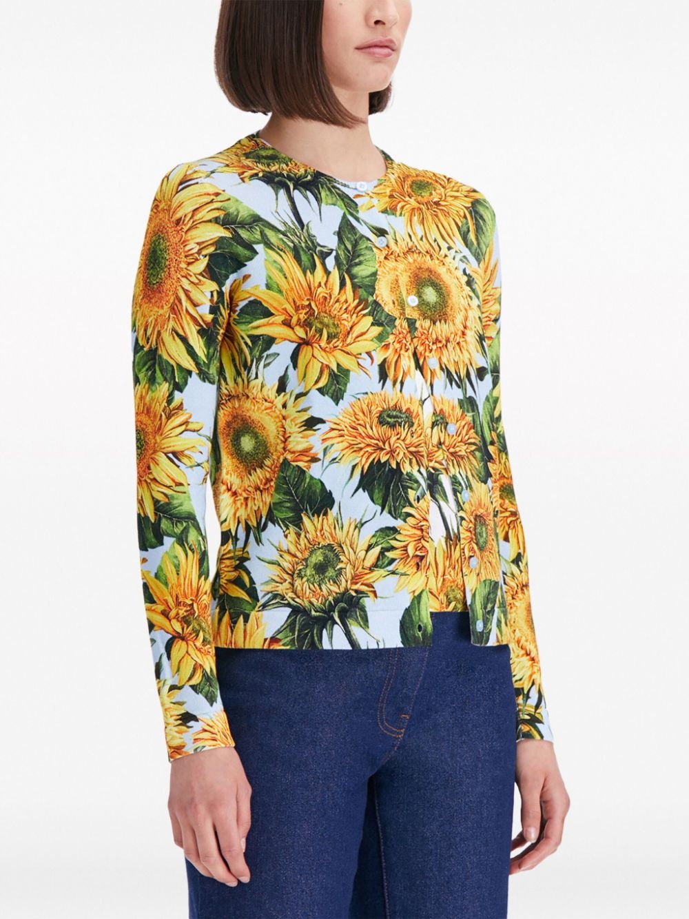 Sunflower-print knitted cardigan - 4