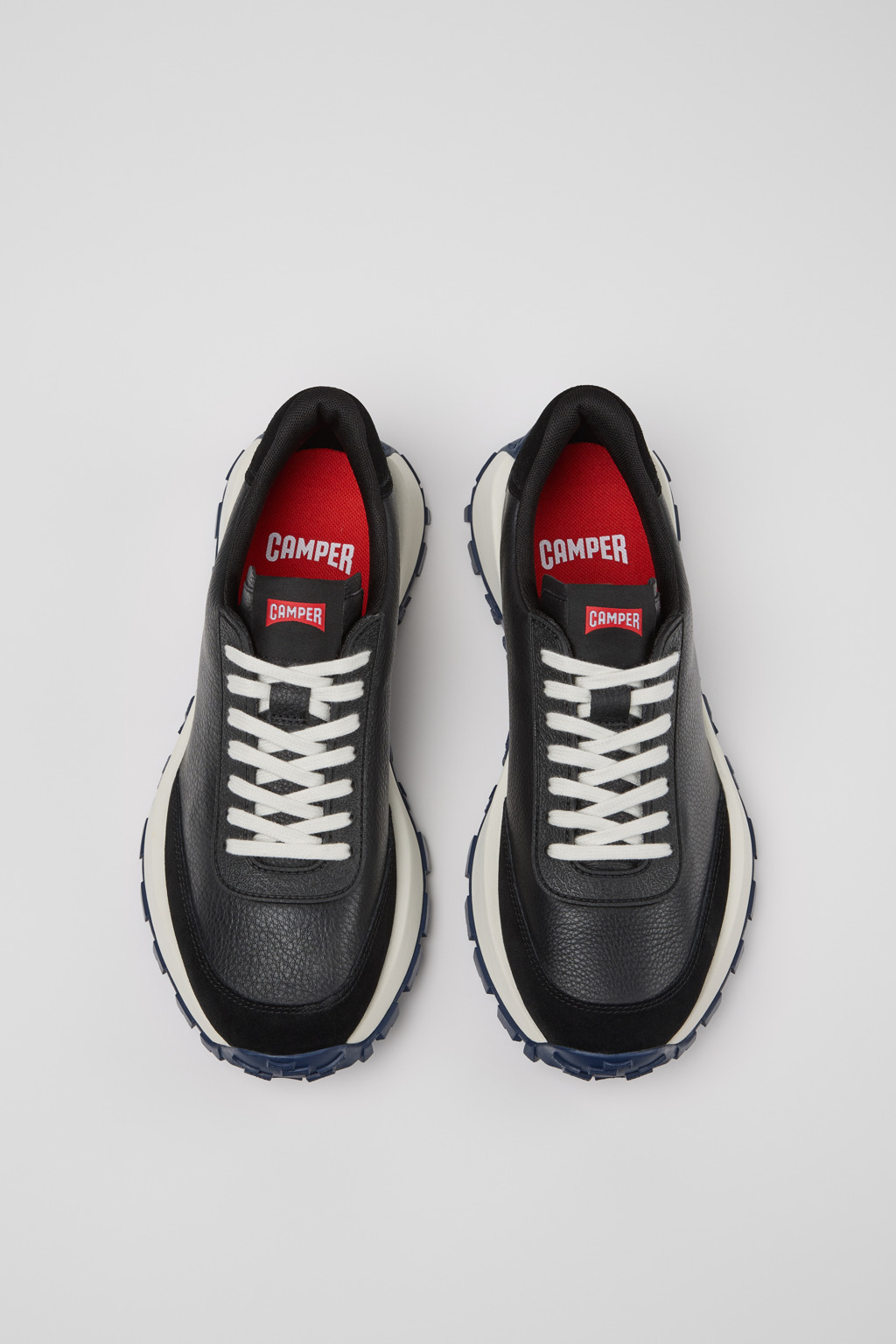 Black Leather and Nubuck Sneakers for Men. - 4