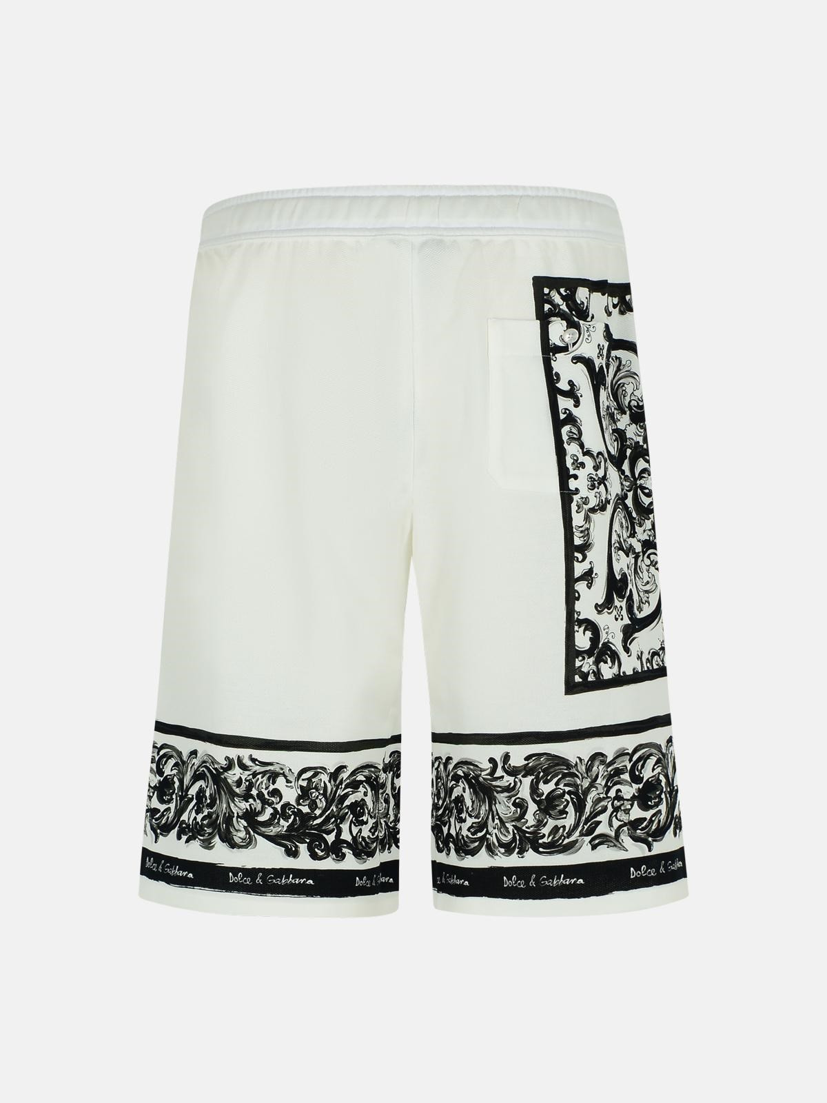 'MAIOLICA' WHITE COTTON BERMUDA SHORTS - 3
