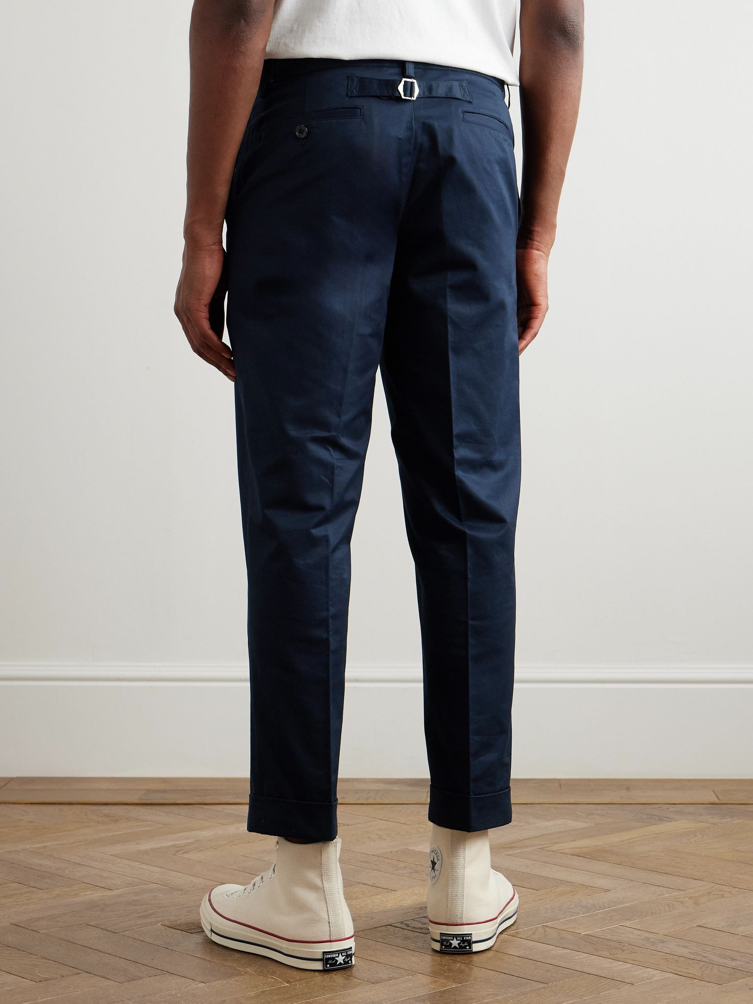 Ivy Straight-Leg Cotton-Twill Trousers Navy - 4