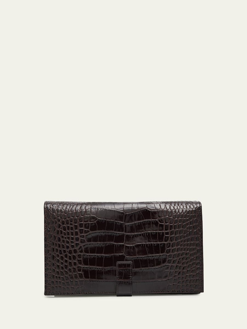Organizer Shoulder Bag in Croc-Embossed Leather 4