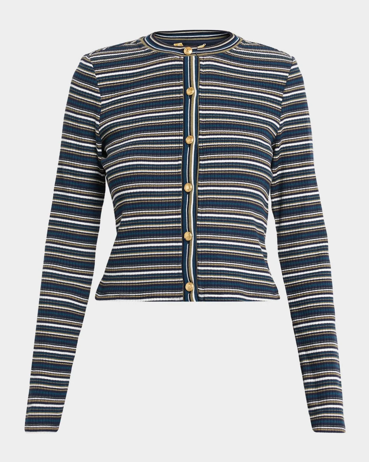 Zoe Striped Button-Front Cardigan - 1