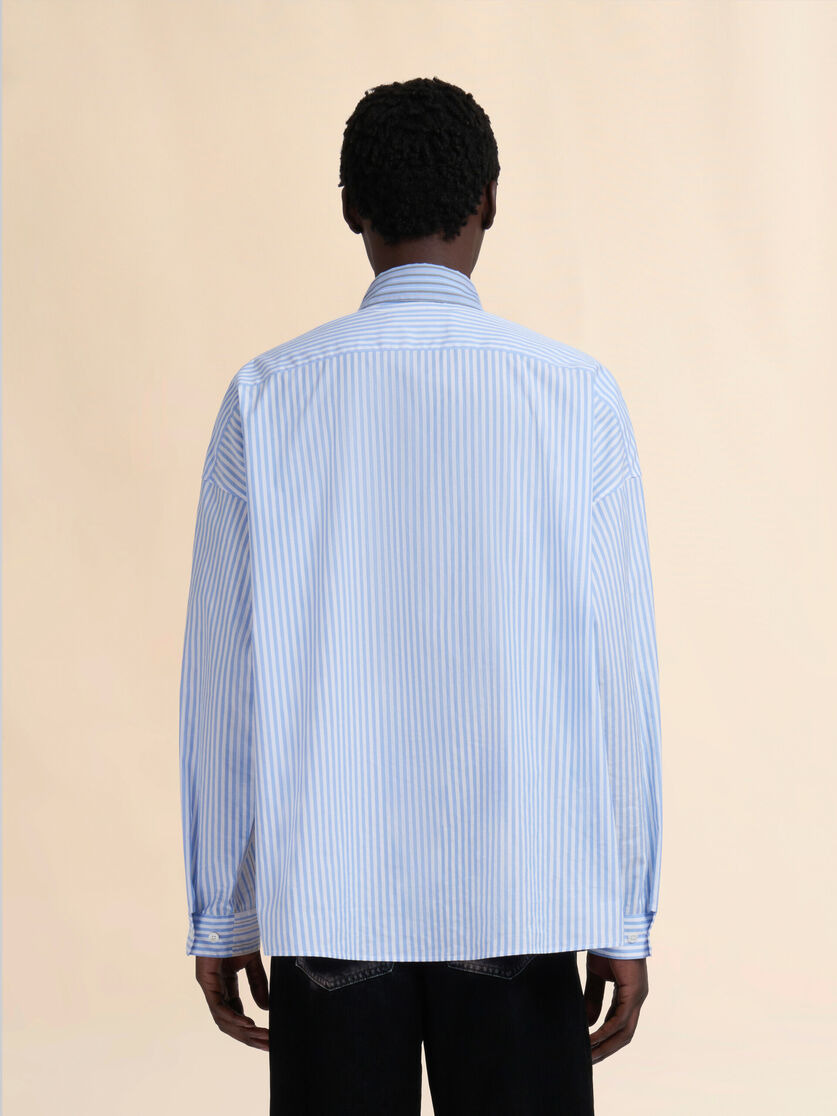LIGHT BLUE ORGANIC POPLIN SHIRT WITH MIXED STRIPES - 3