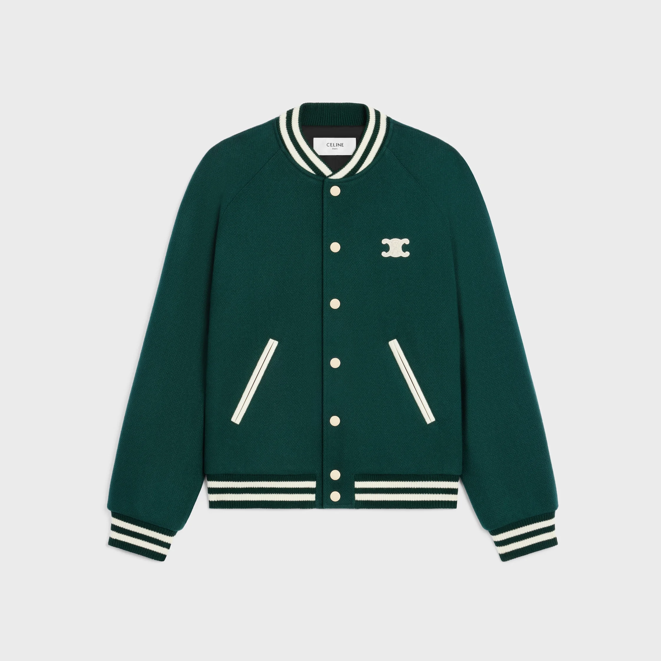 triomphe teddy jacket in textured wool - 1