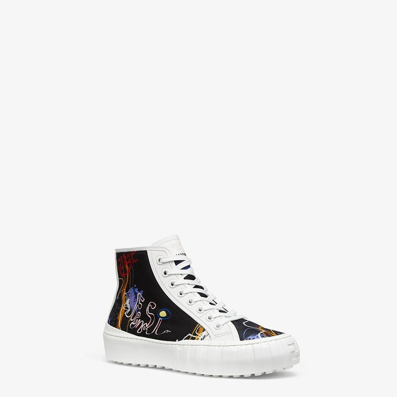 FENDI Multicolor nylon high-tops outlook