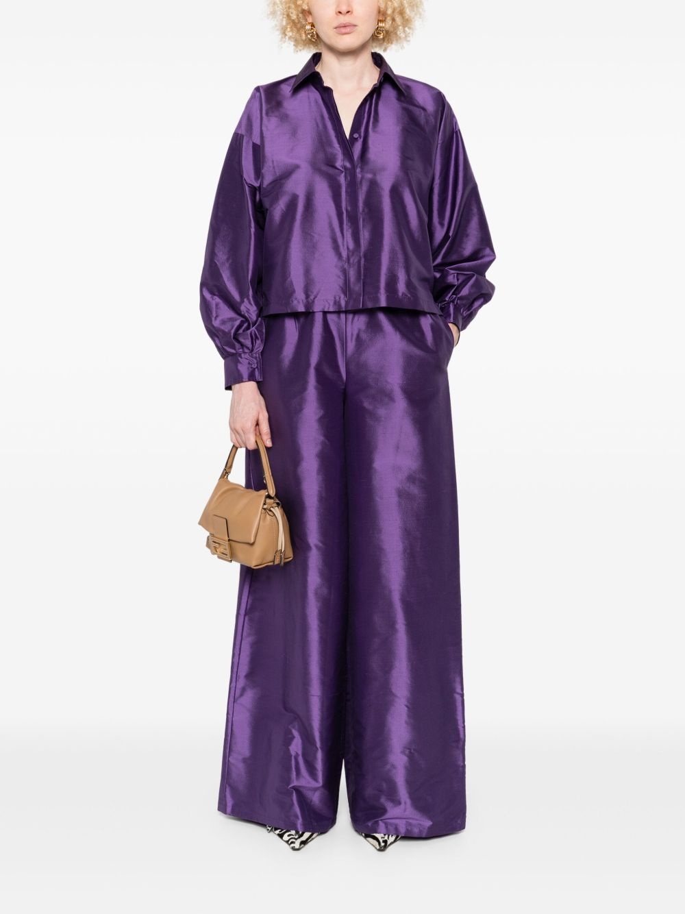 silk wide-leg trousers - 2