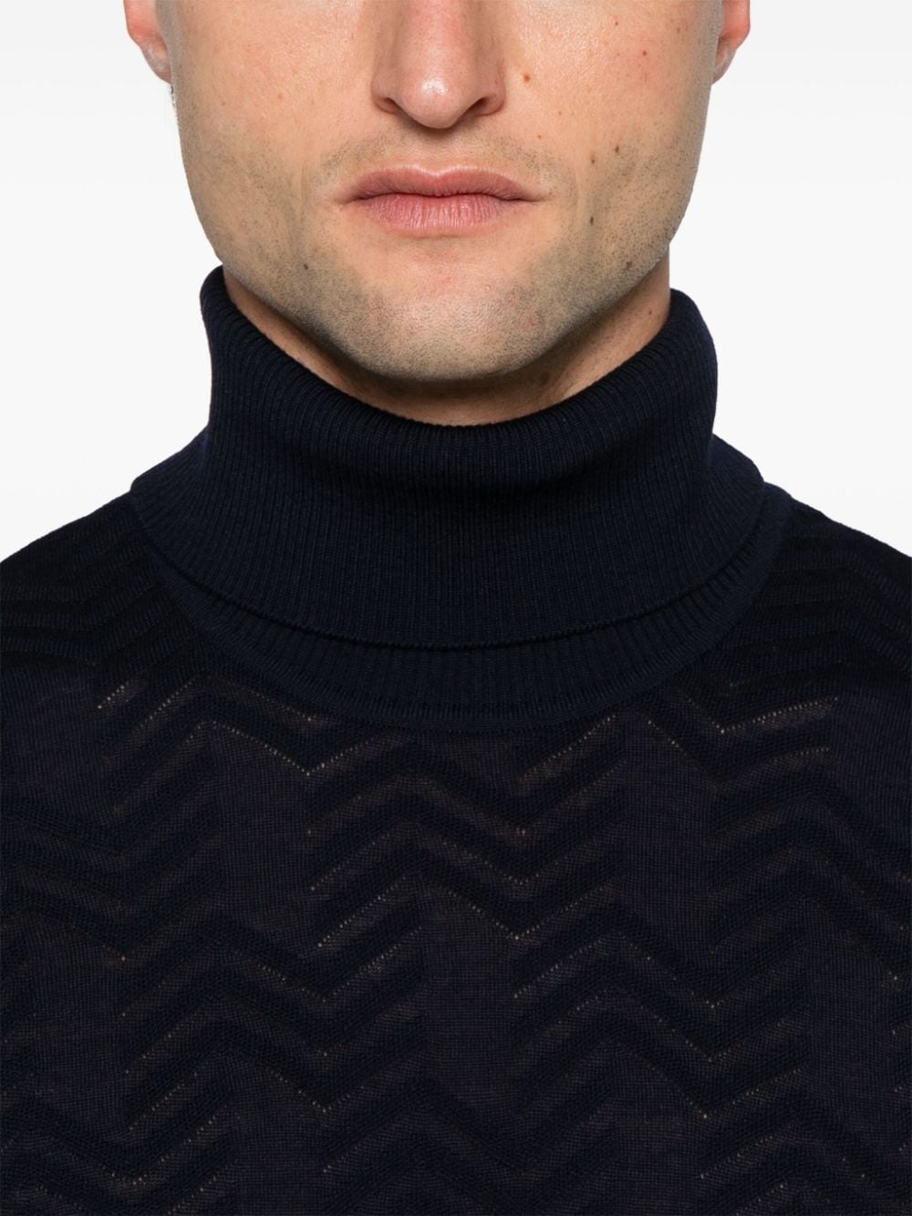 turtleneck chevron sweater - 5
