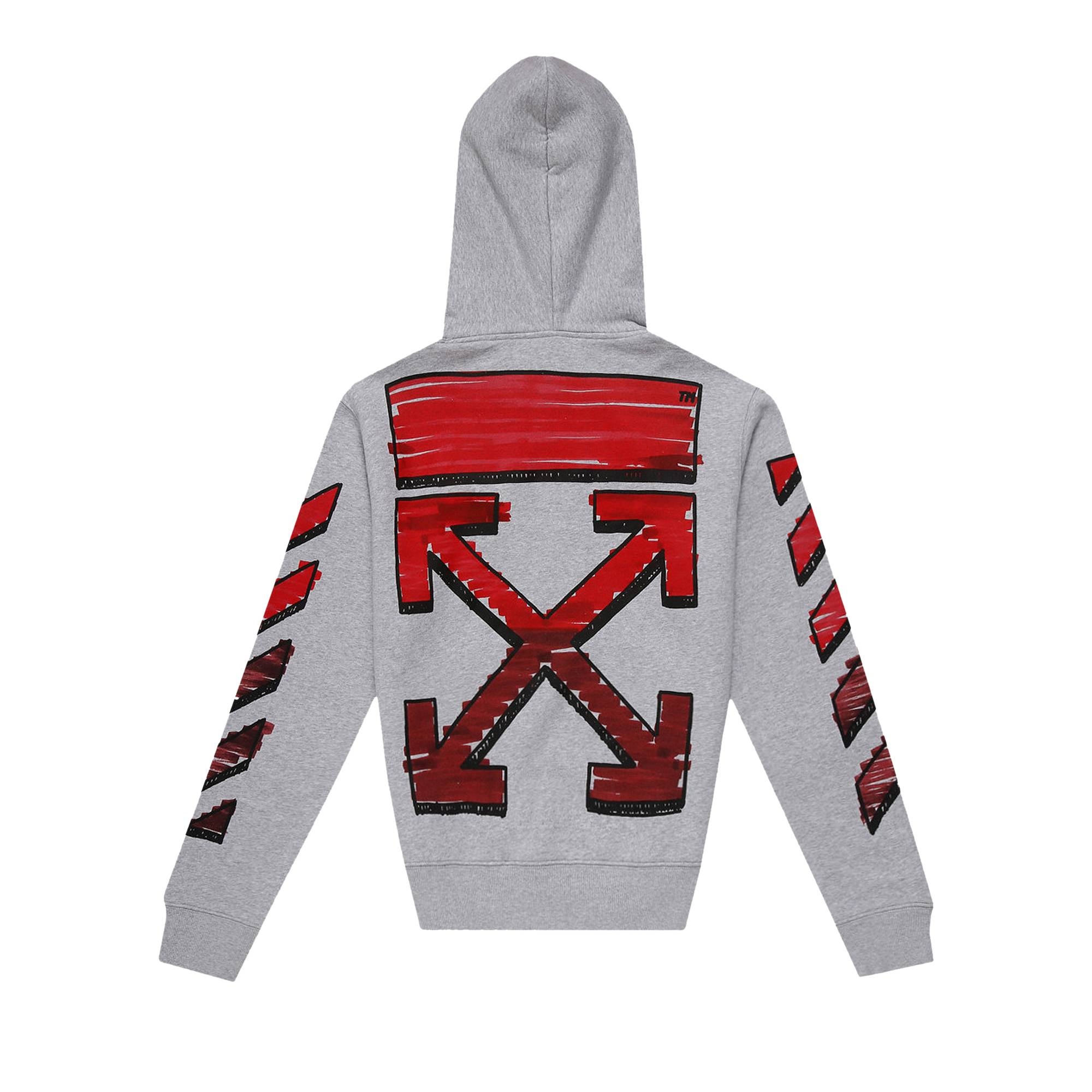 Off-White Marker Slim Hoodie 'Melange Grey/Red' - 2