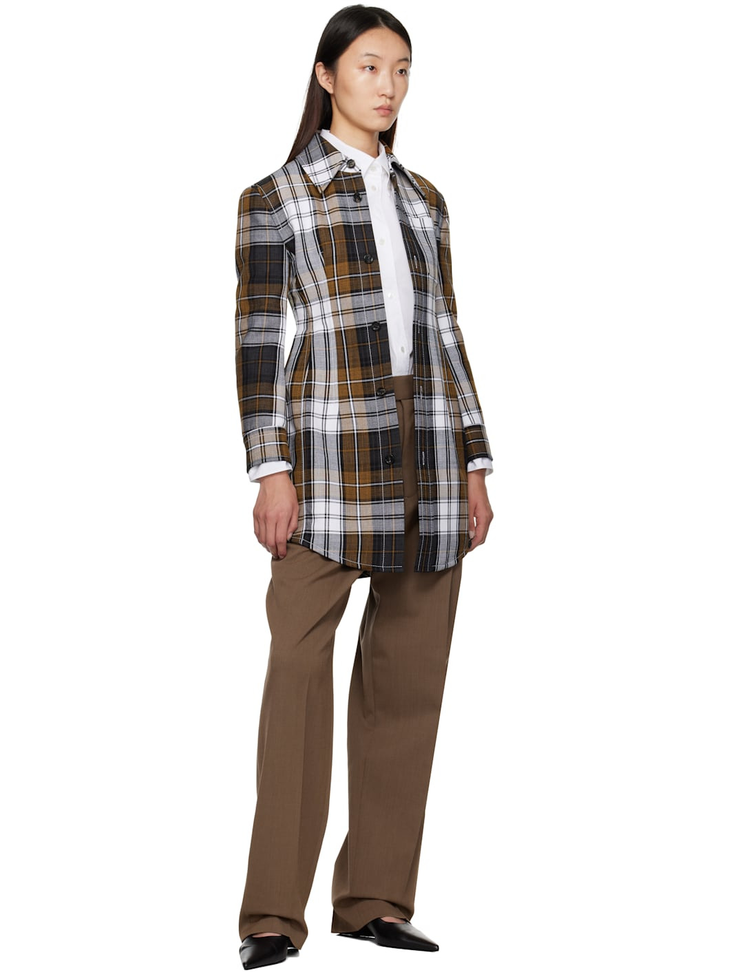 Multicolor Structured Cotton Check Coat - 4