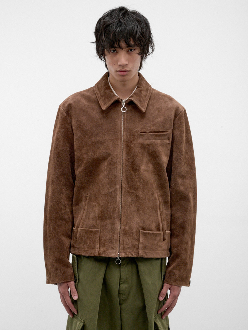 Brown Lamb Leather Zip Jacket 1