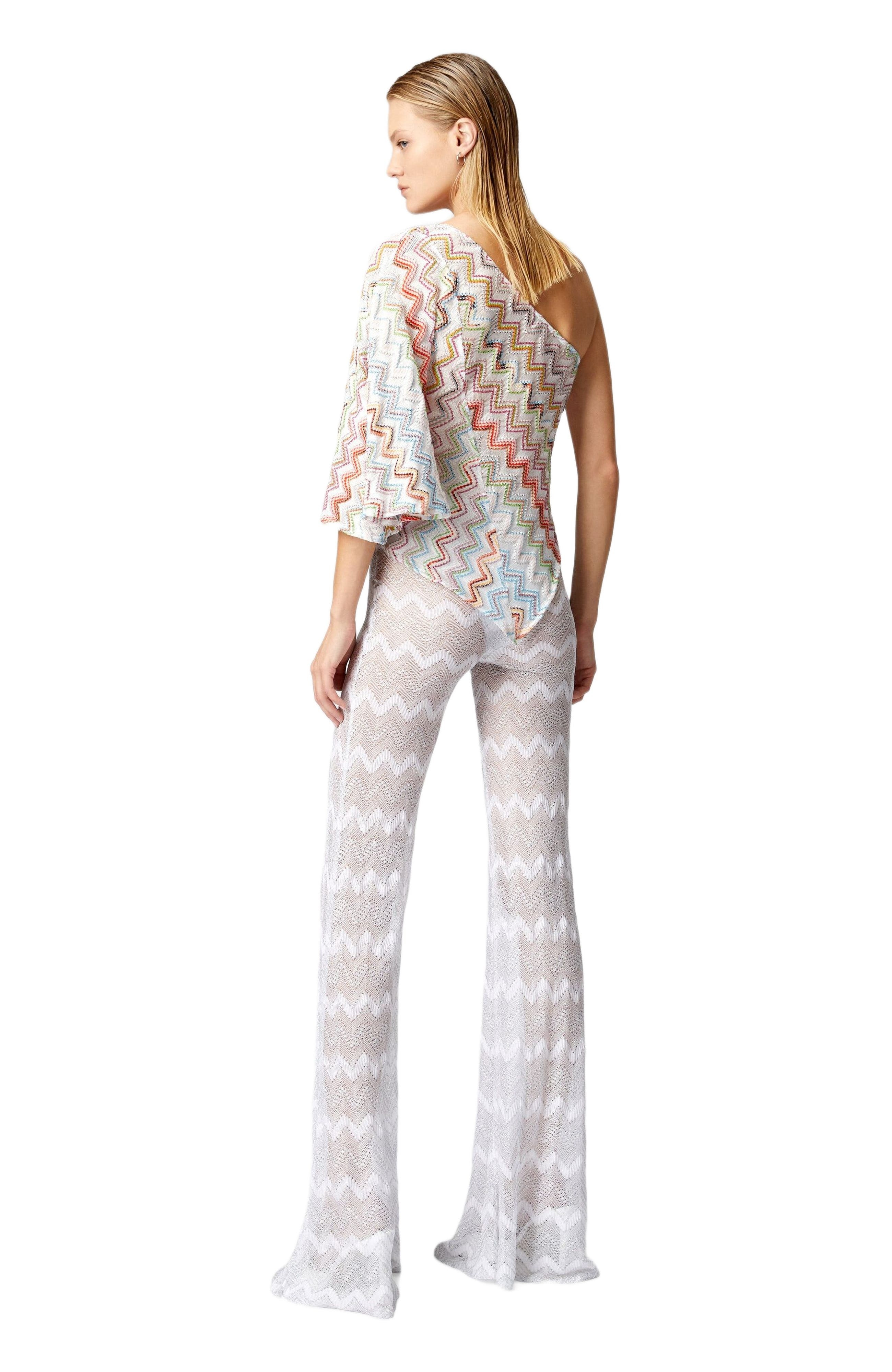 Missoni One-shoulder Top With 3d Lamé Zig Zag And Wide Sleeves in Multicoloured at Nordstrom - 3