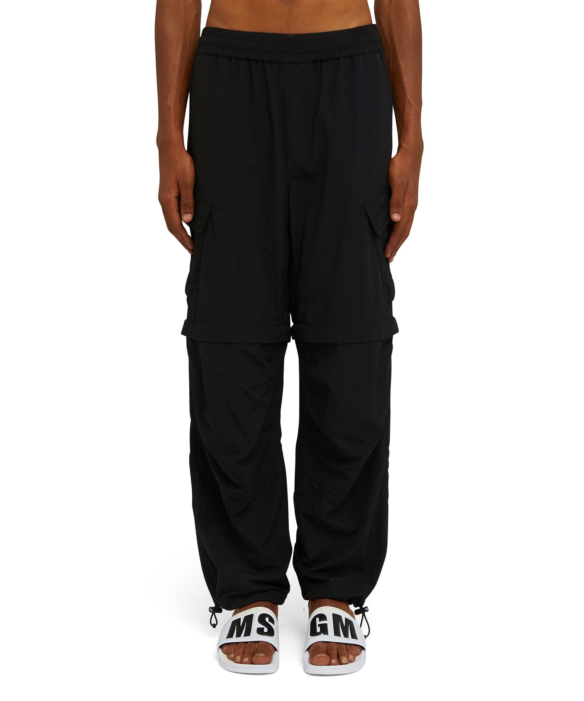 Solid color nylon cargo pants - 2